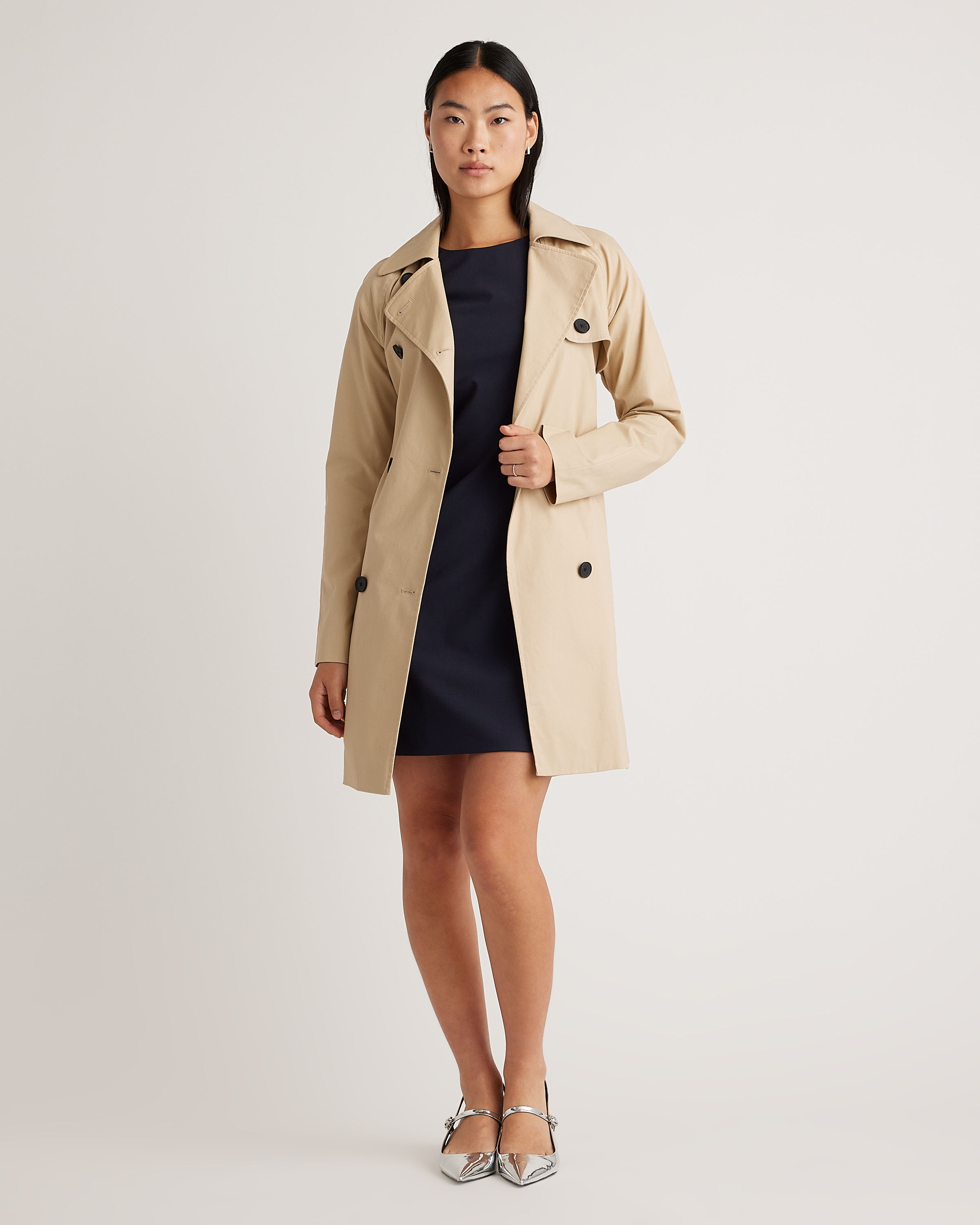 short sleeve trench coat dress Burberry Short-Sleeve Belted Mini Trench Dress