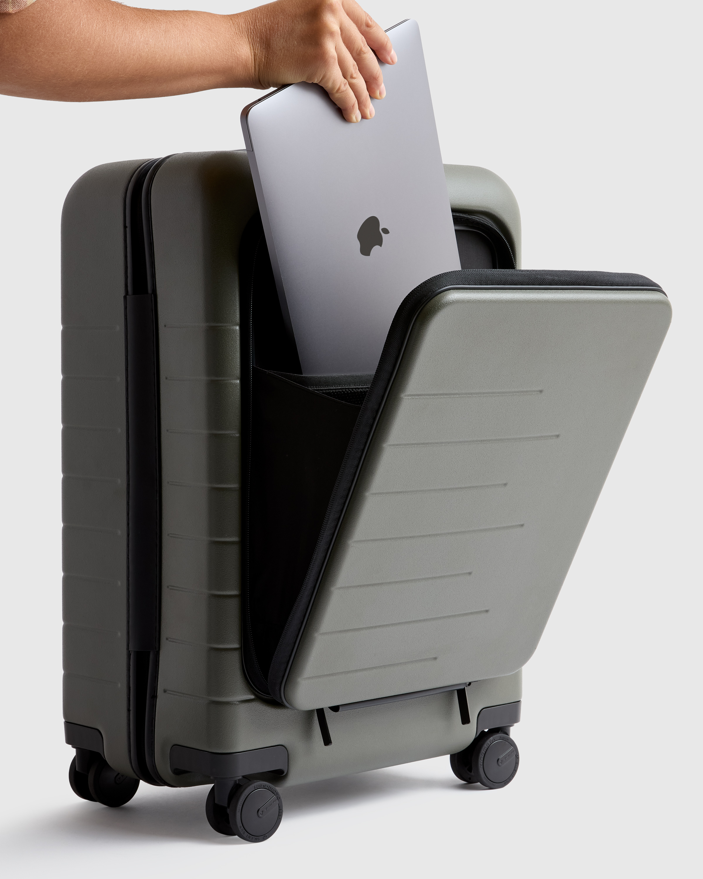 Front Pocket Carry-On Suitcase in Olive