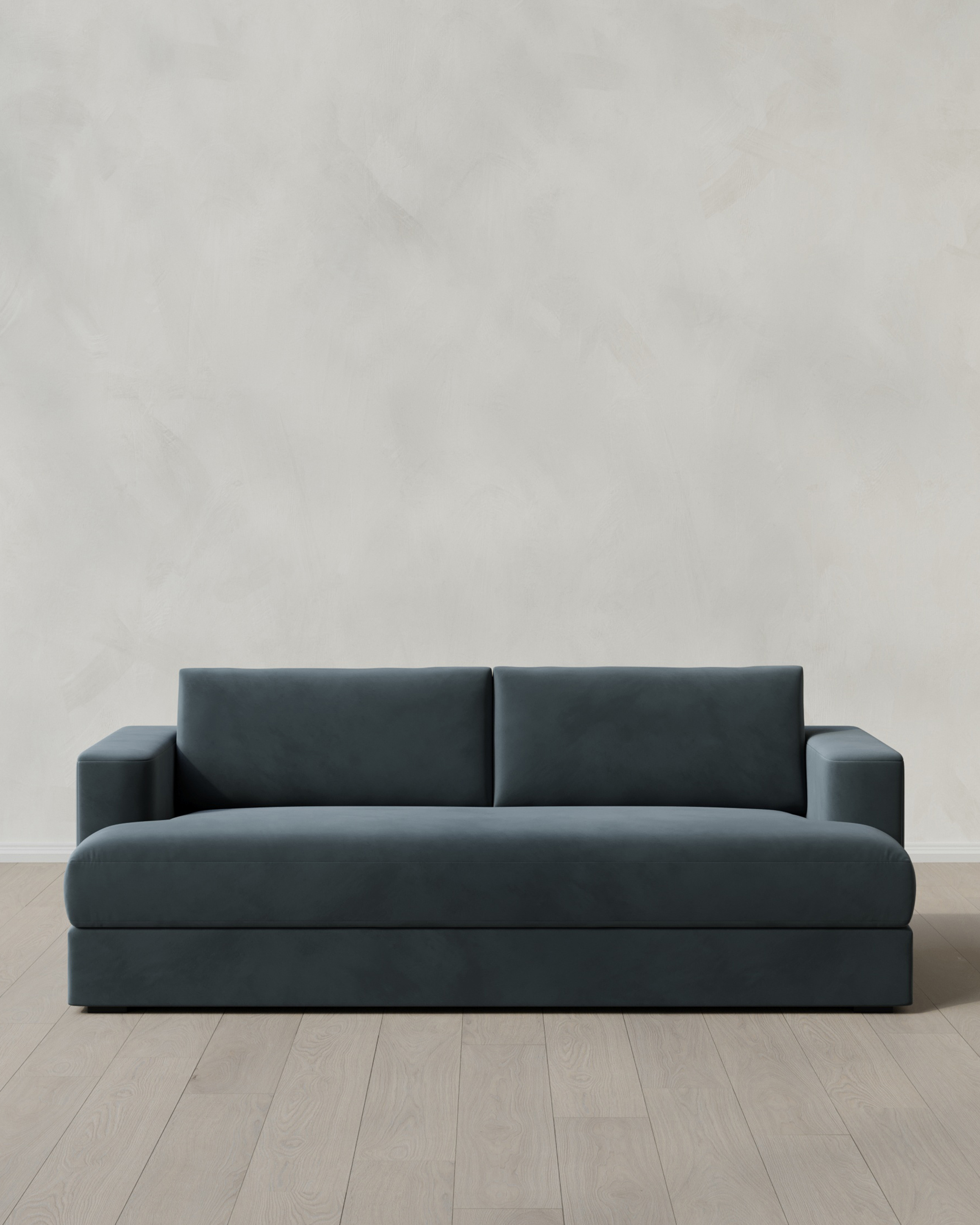 Pine Sierra Curved Arm Sofa in Performance Velvet