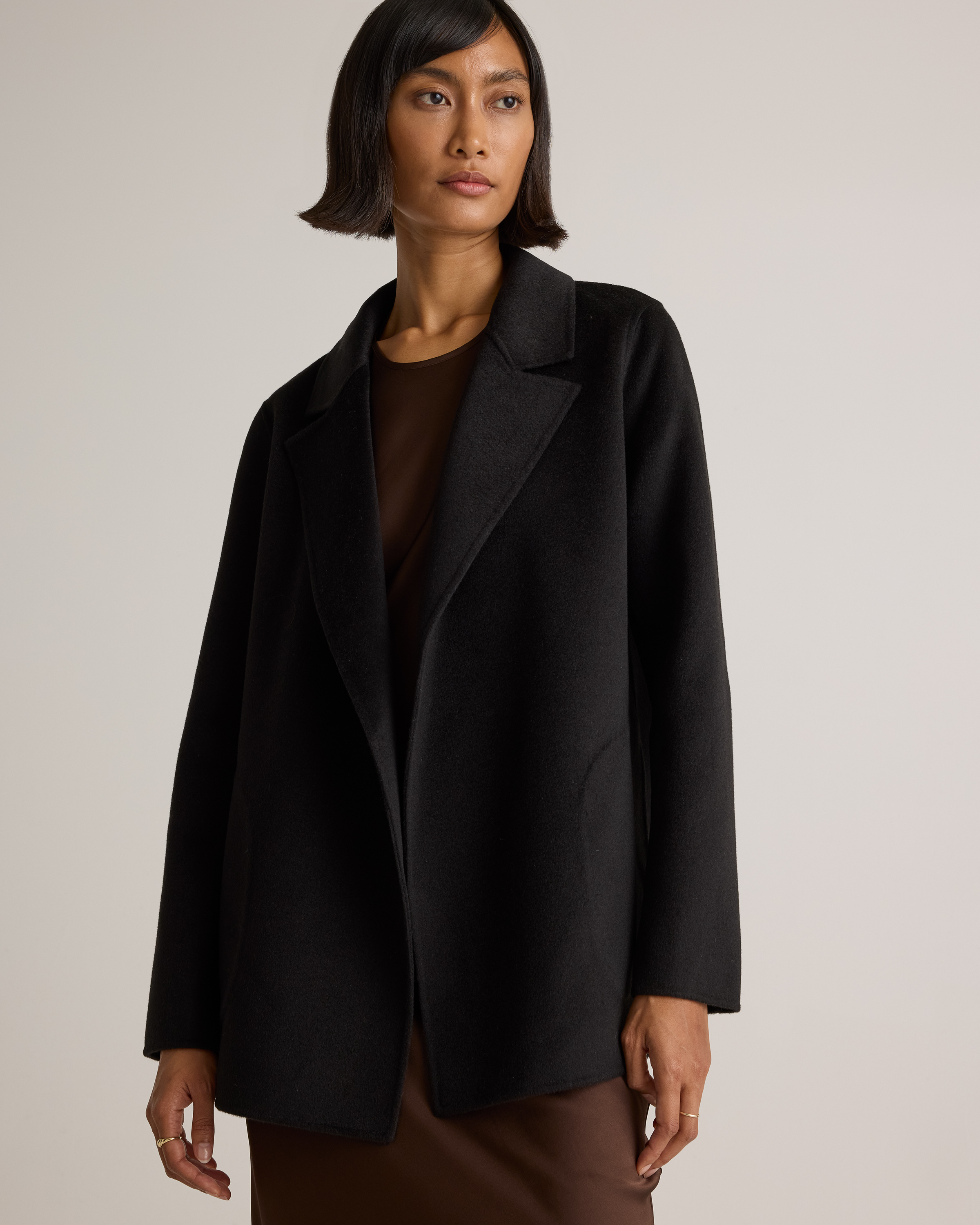 100% Mongolian Cashmere Double-Faced Open Blazer