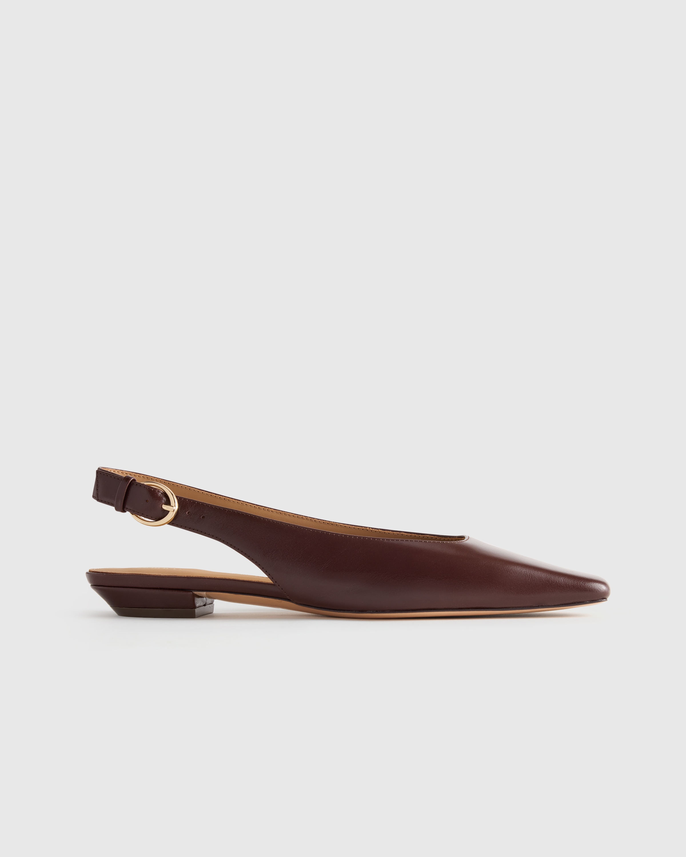 Espresso Brown Italian Leather Slingback Flat