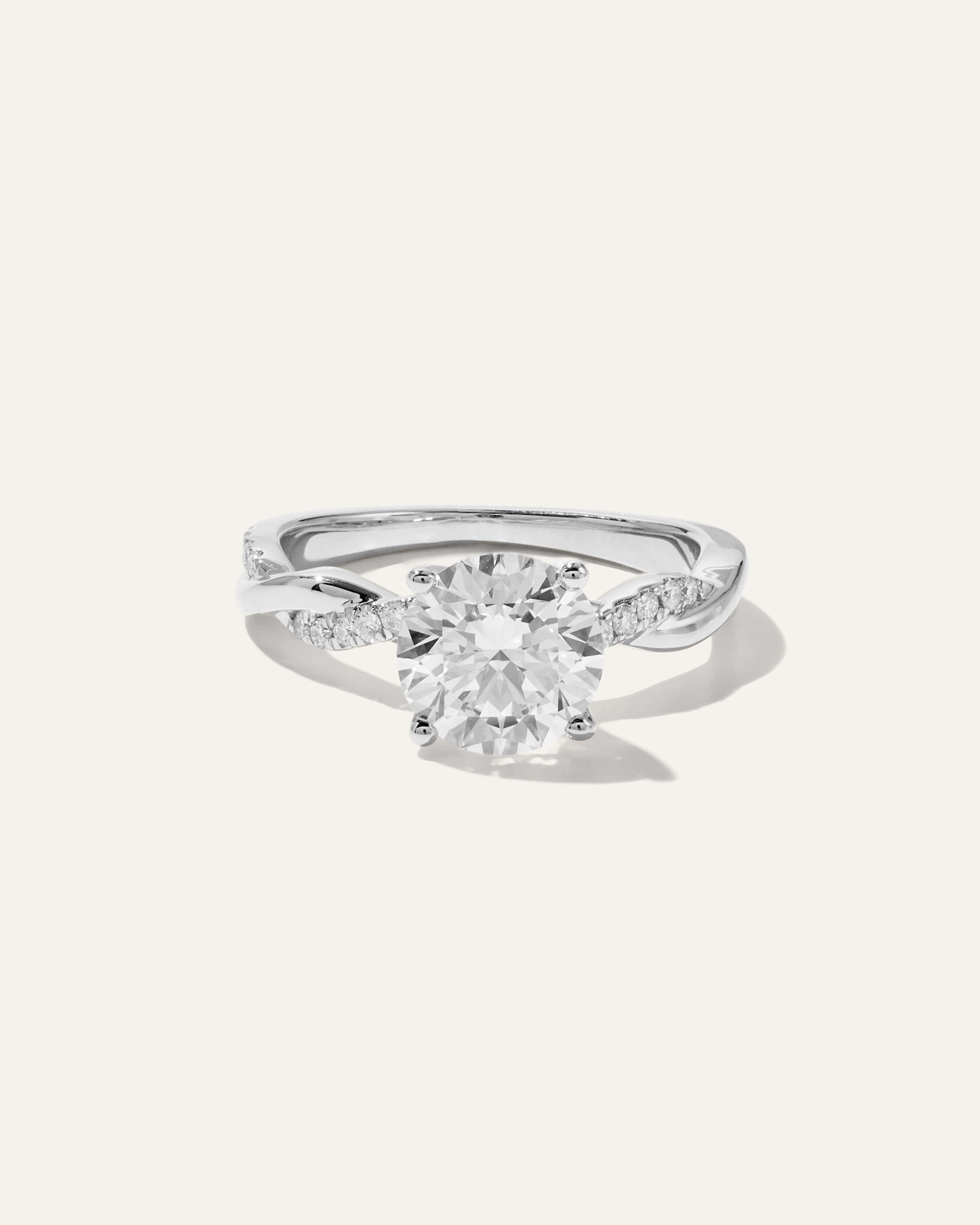 White Gold Lab Grown Diamond Round Twisted Engagement Ring - 2ct