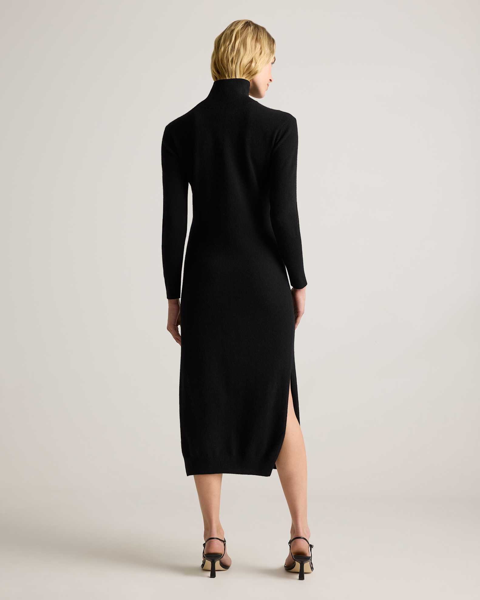 Mongolian Cashmere Turtleneck Midi Sweater Dress in Black Mongolian Cashmere Turtleneck Midi Sweater Dress in Black