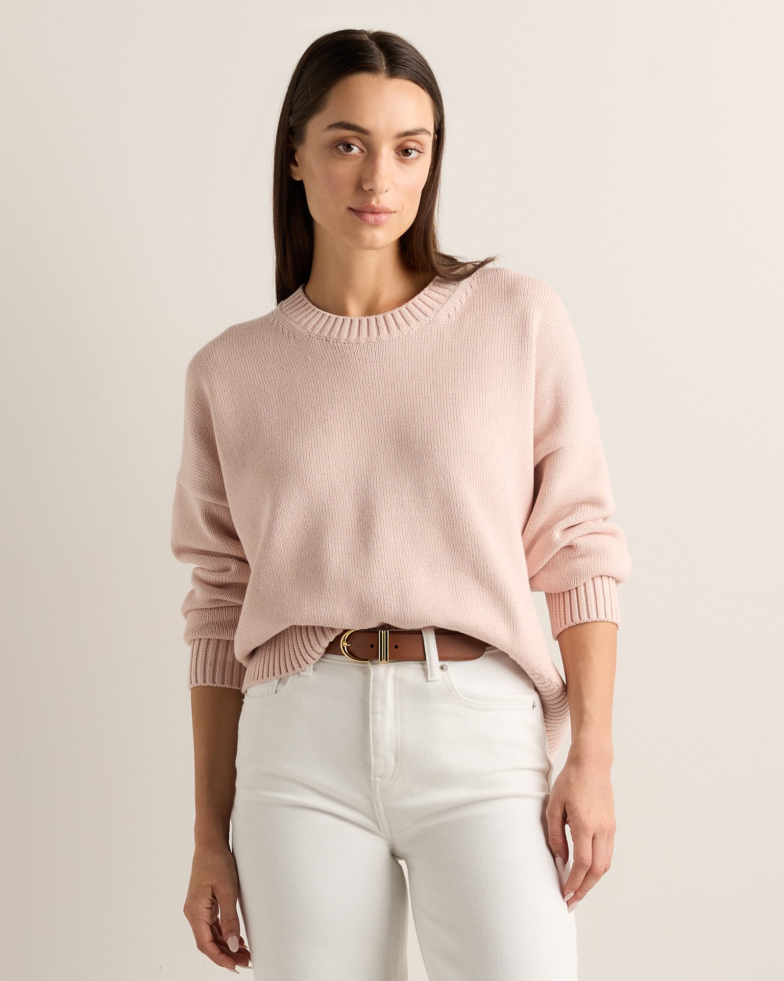 Shell Pink 100% Organic Cotton Boyfriend Crew Sweater