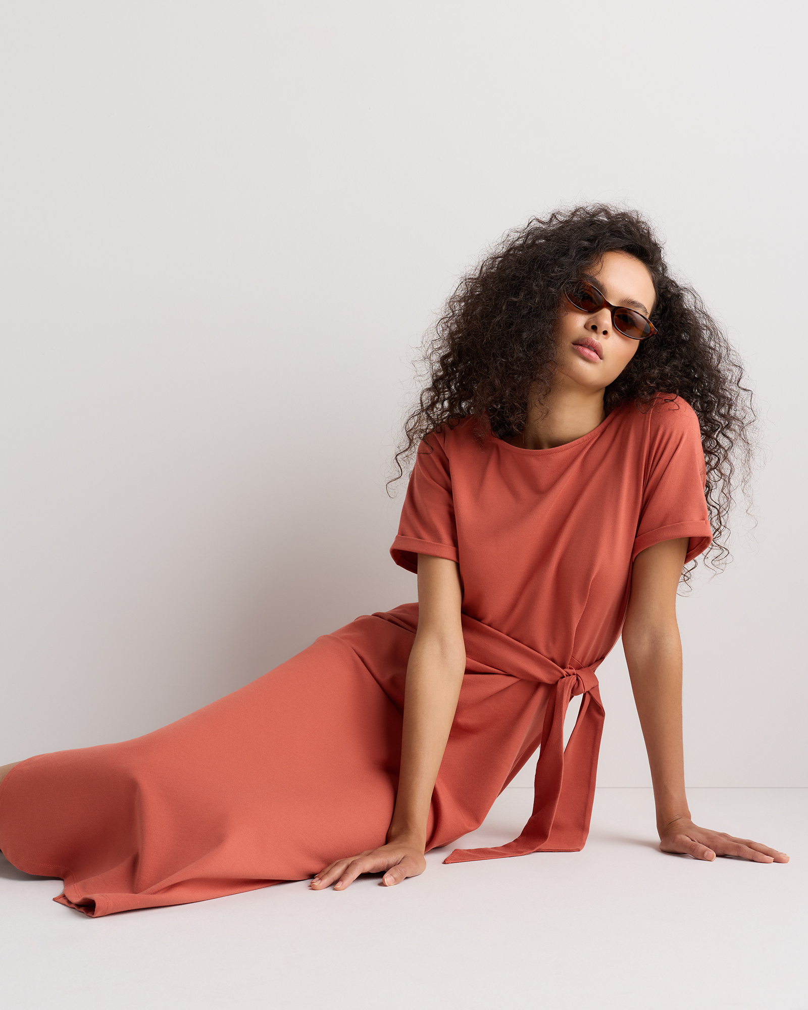 Stretch Cotton Jersey Side Tie Midi Dress | Quince Canada