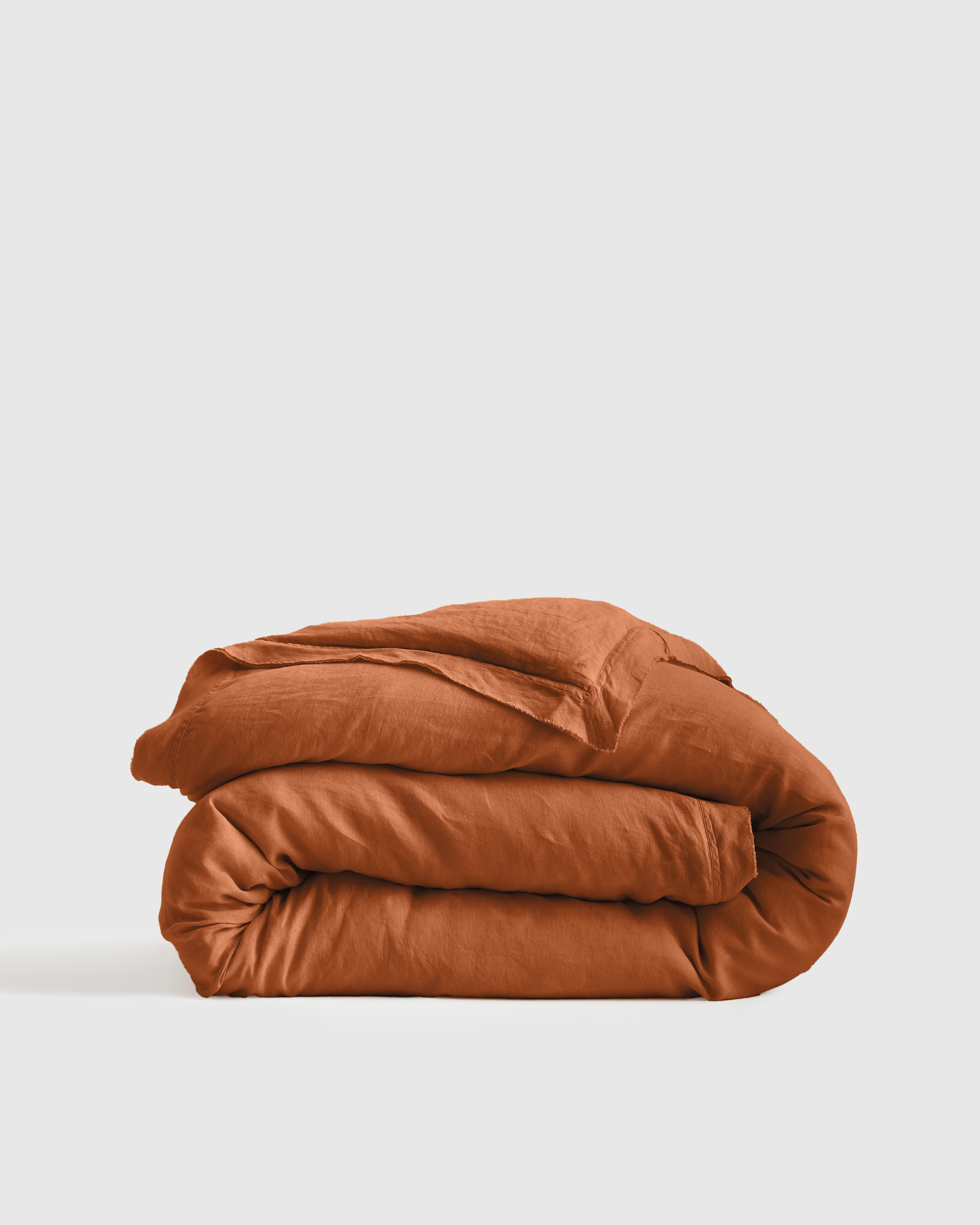Terracotta European Linen Double Flange Duvet Cover