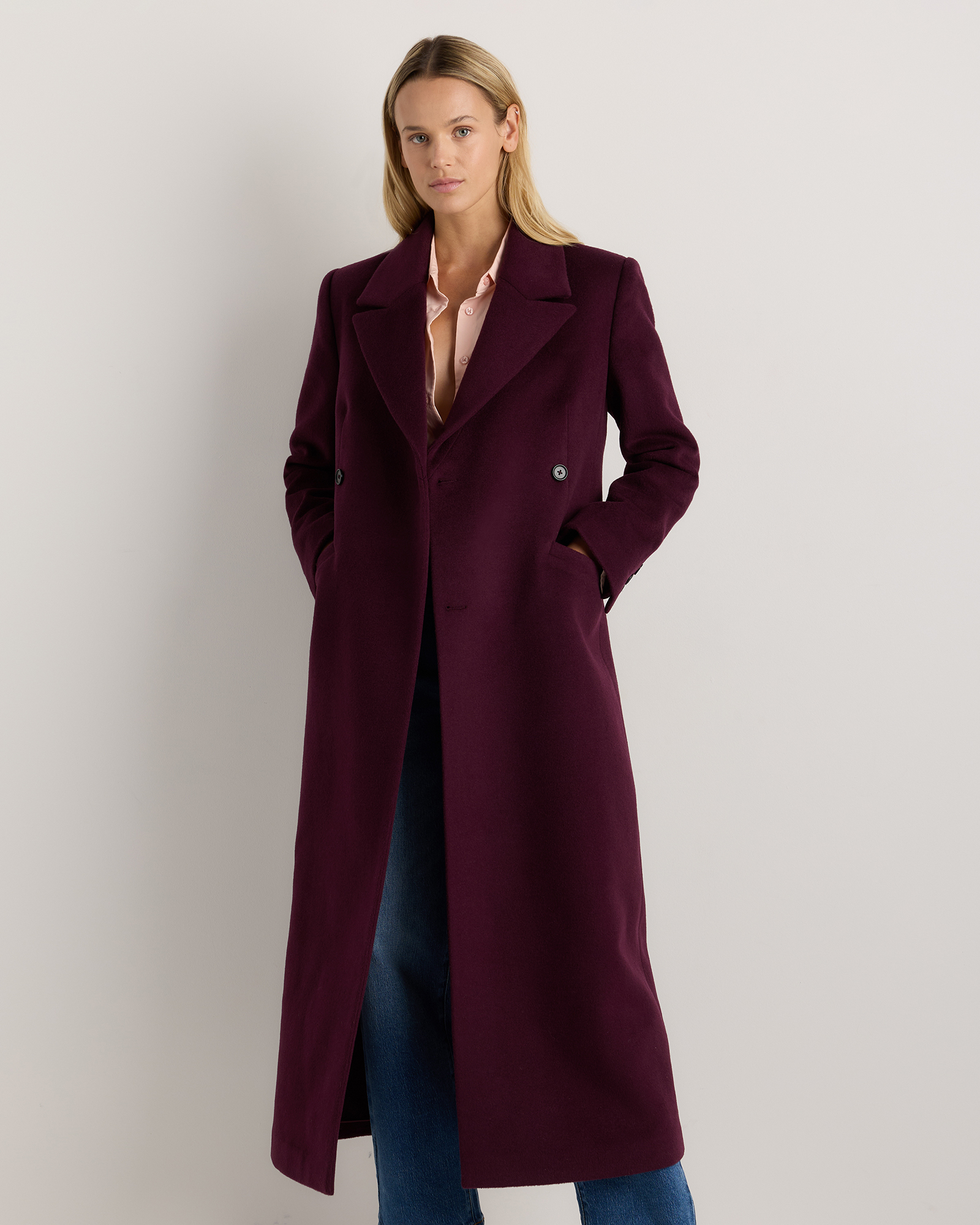 Winetasting Wool Cashmere Tailored Long Coat