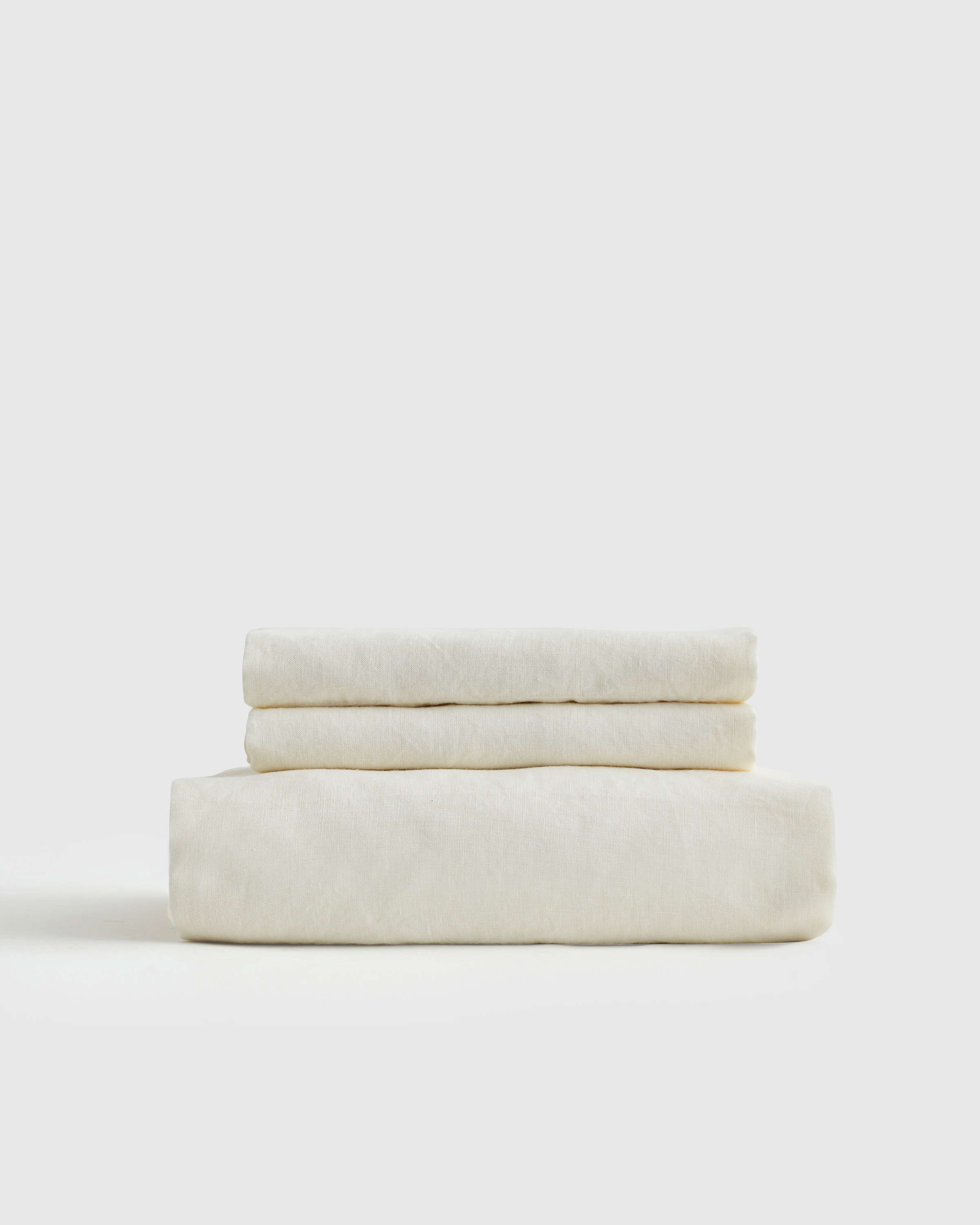 European Linen Fitted Sheet Set, Queen, Ivory