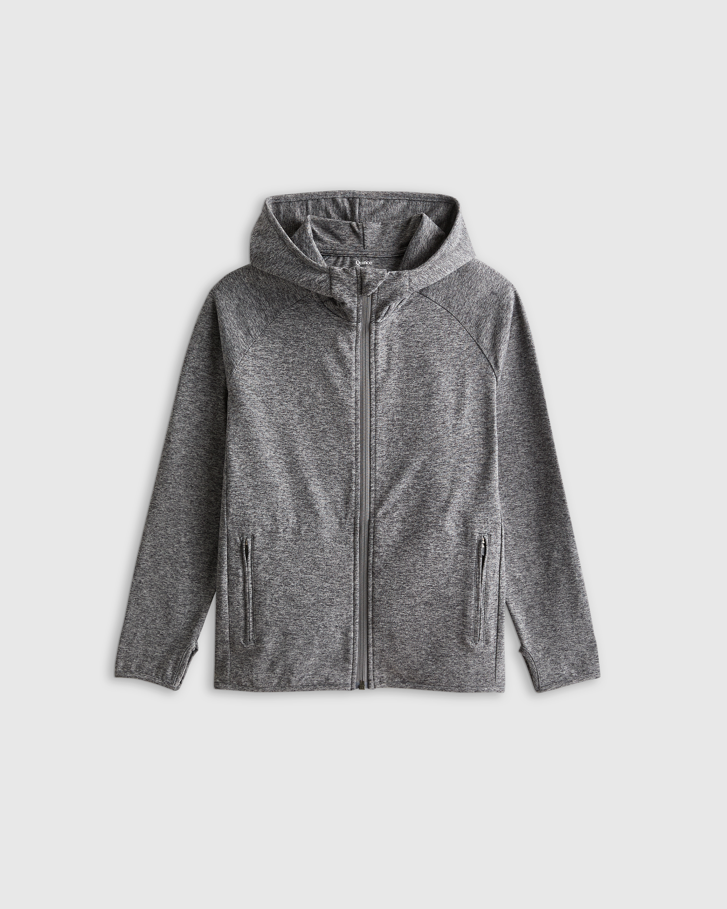 Washable Cashmere Full Zip Hoodie in Heather Grey