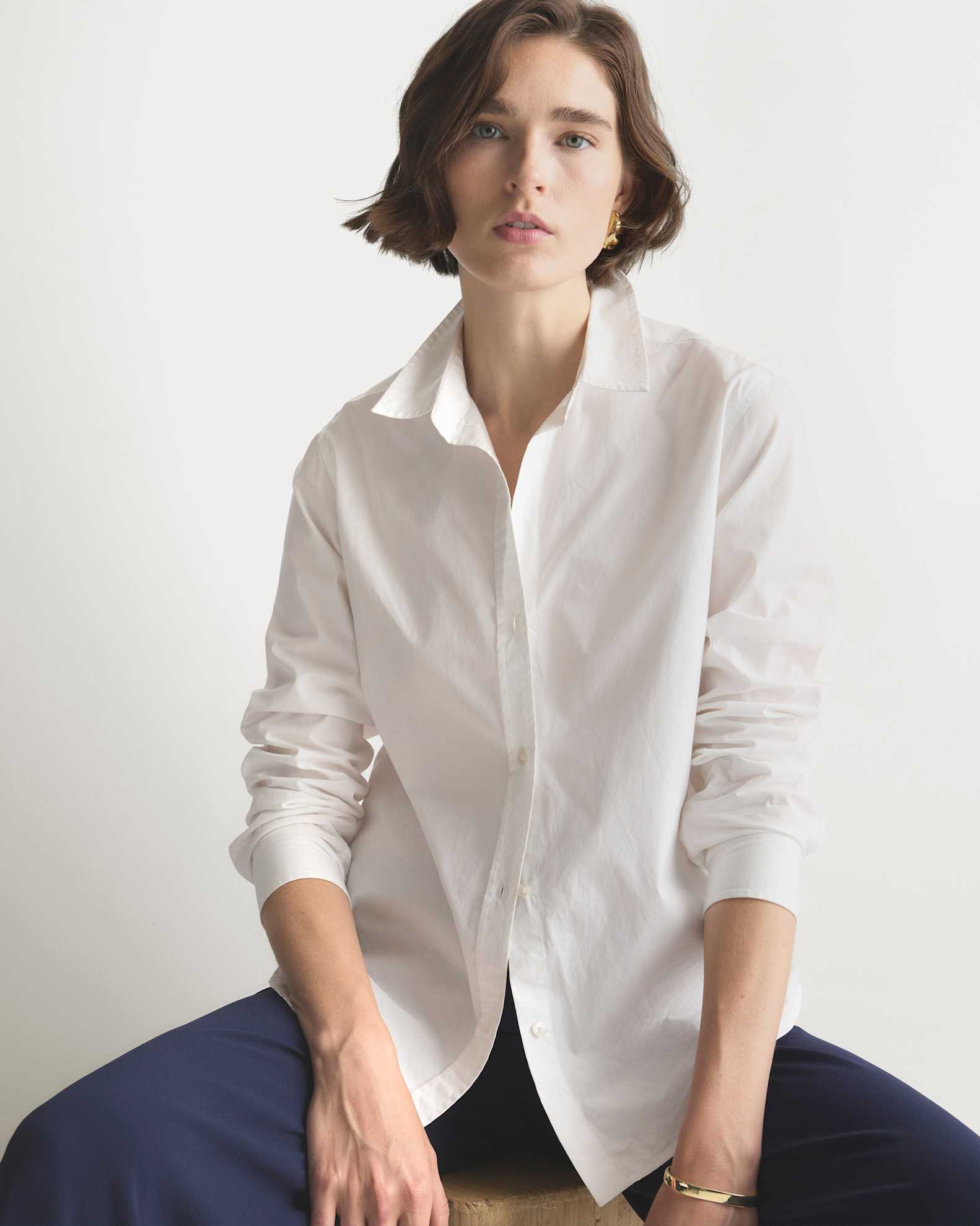 white long sleeve dress shirt women J.VER White Button Down Shirts for Women Long Sleeve Collared Dress Shirt