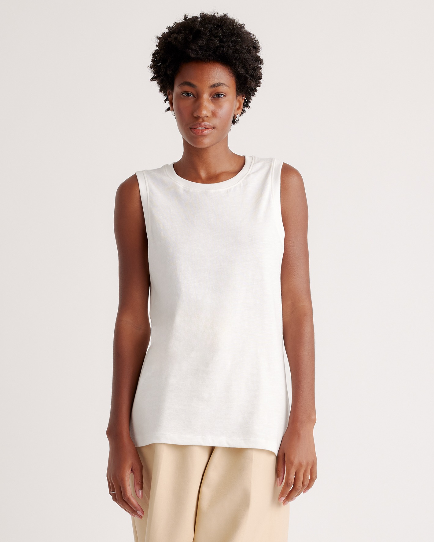 White 100% Organic Cotton Slub Tank