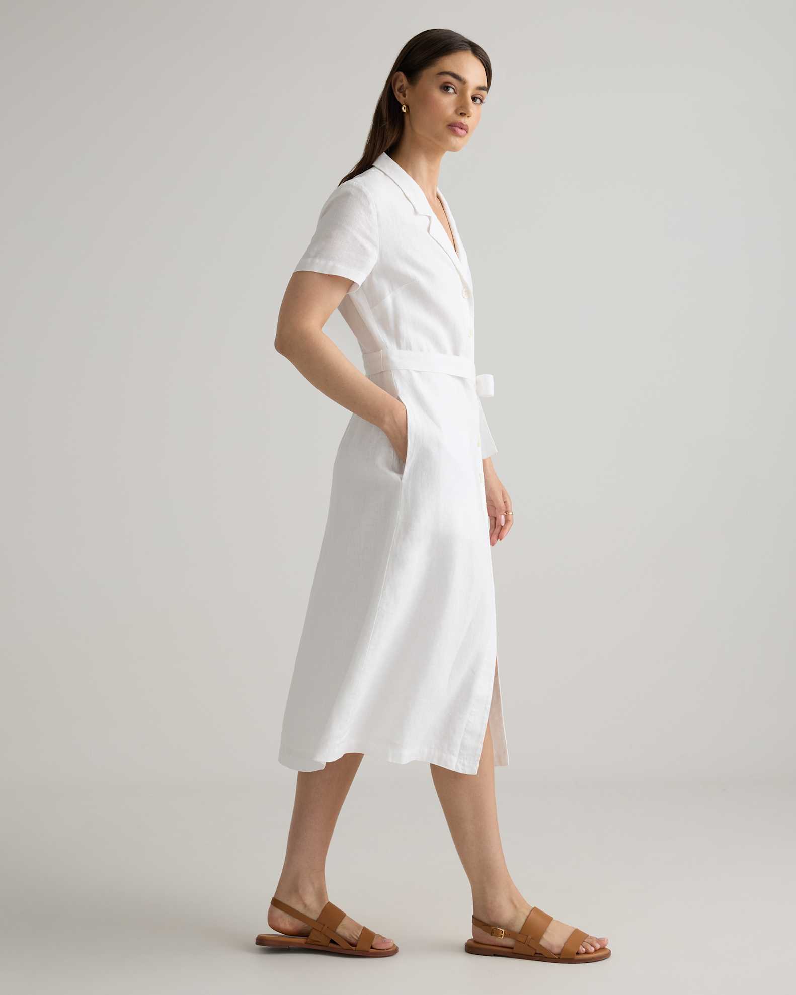 Women's Short Sleeve Dress in White, Size Large, Linen by Quince Women's Short Sleeve Dress in White, Size Large, Linen by Quince