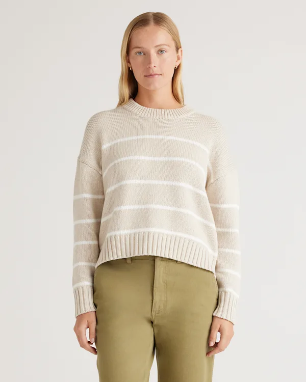 100% Organic Cotton Striped Crew Sweater