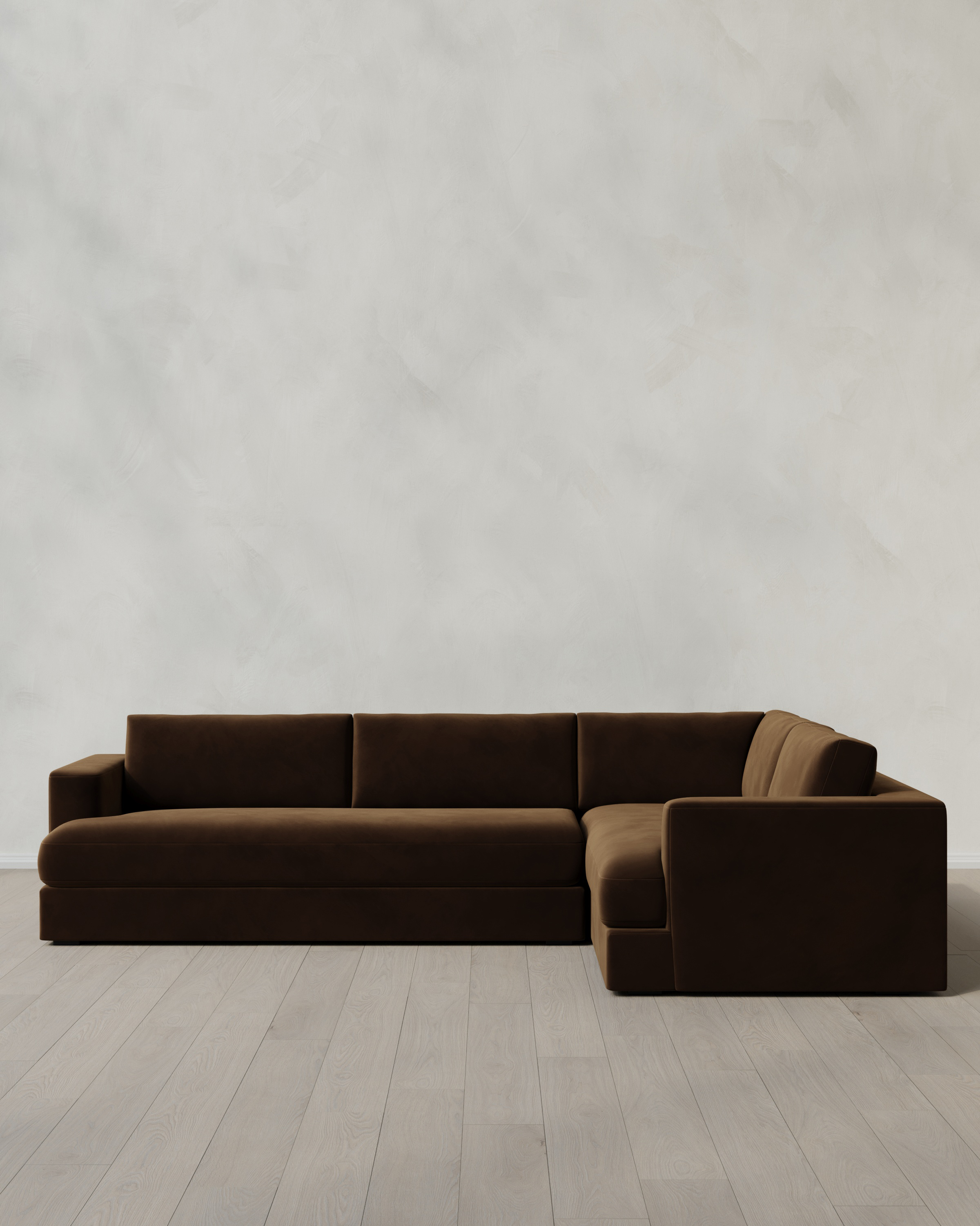 Java Sierra Curved Arm L Sectional in Performance Velvet