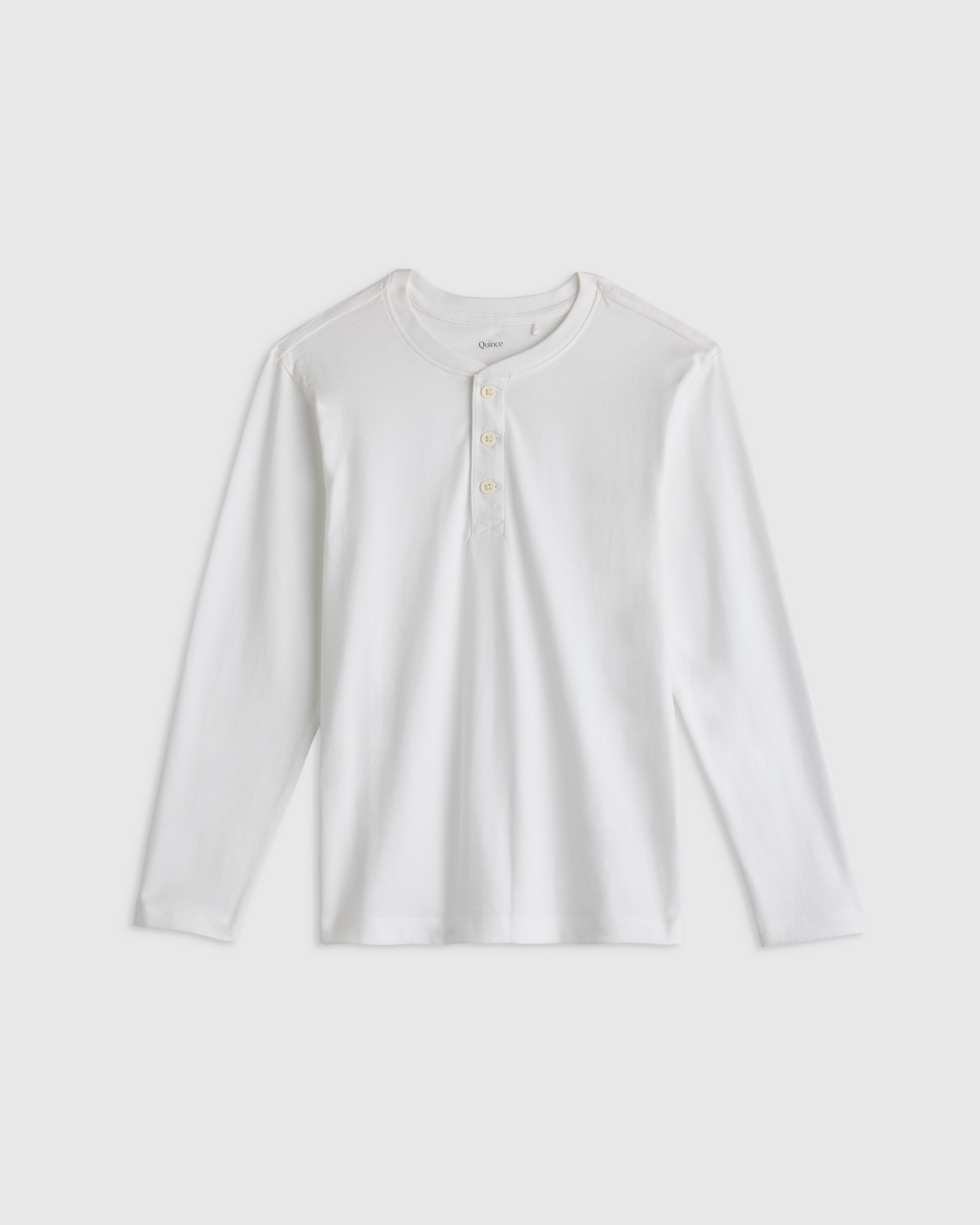 White T-shirt Henley à manches longues 100 % coton biologique