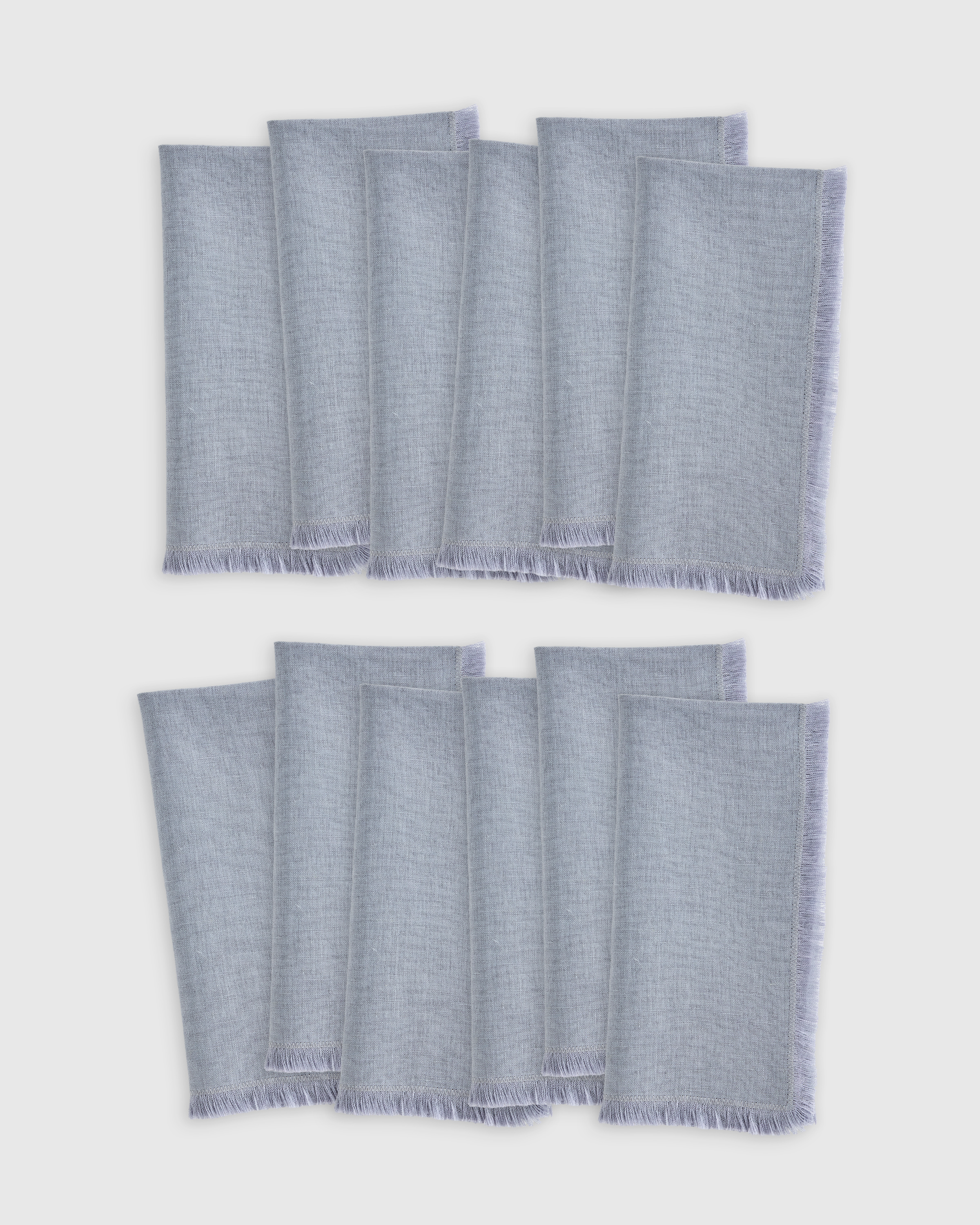 Blue Fog European Linen Fringe Napkins (Set of 12)