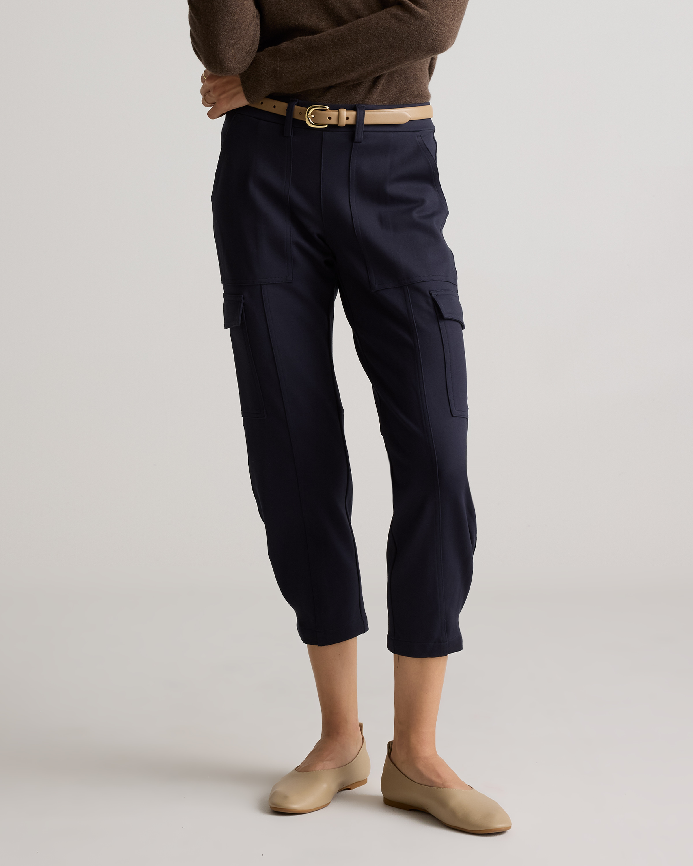 【新品】CARORIE LIGHT PONTE TAPERED PANTS[L] Ultra-Stretch Ponte Tapered Cargo Pants