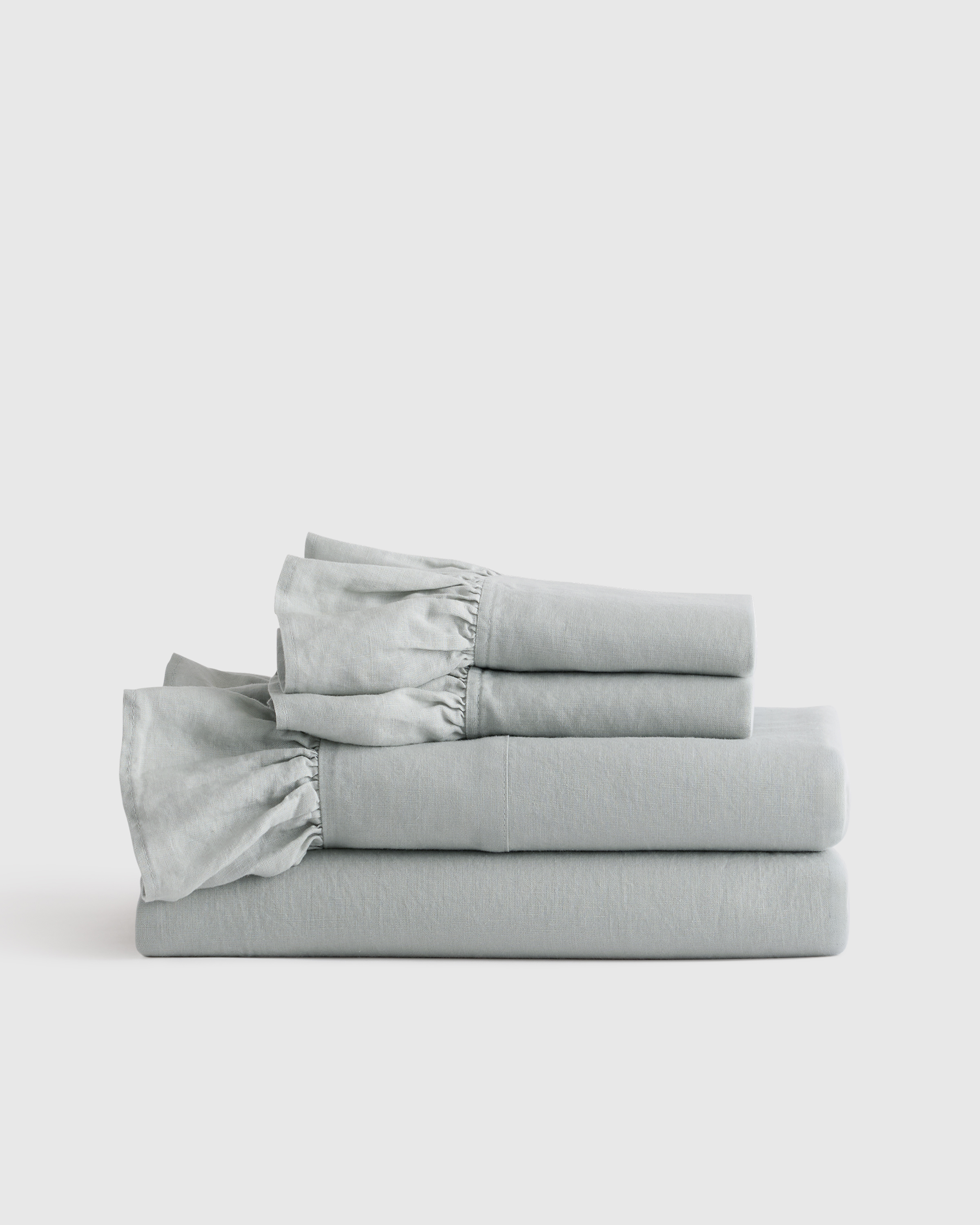 Mist European Linen Ruffle Sheet Set