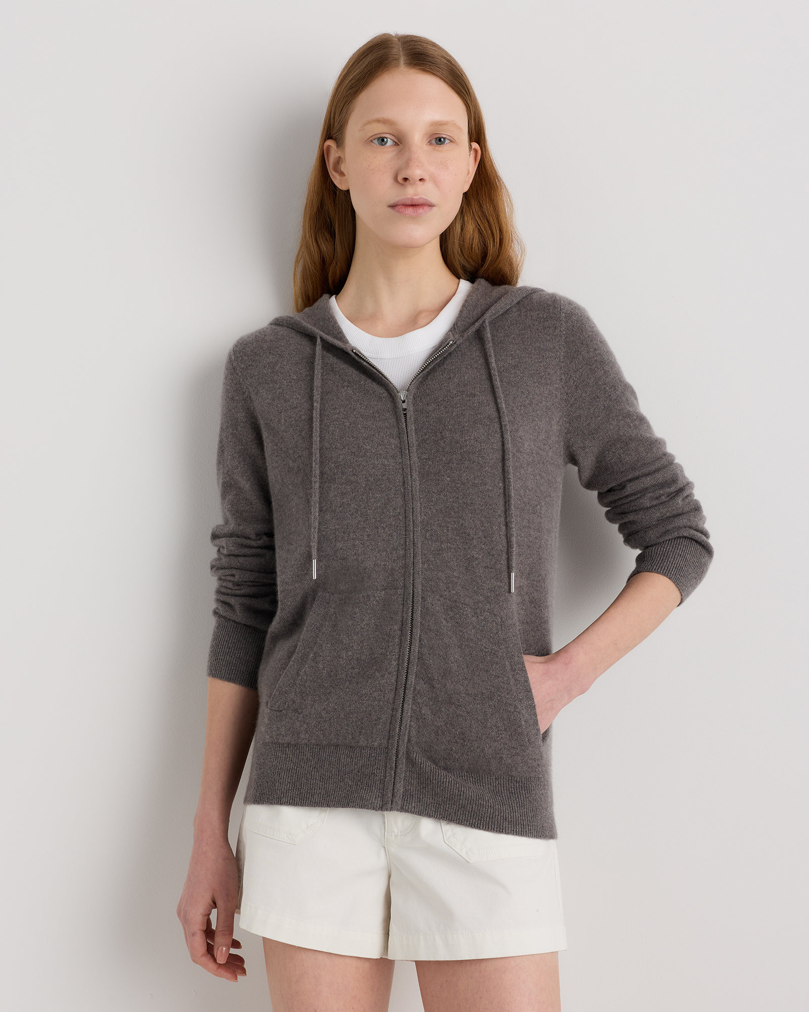 Elk Brown Mongolian Cashmere Full-Zip Hoodie