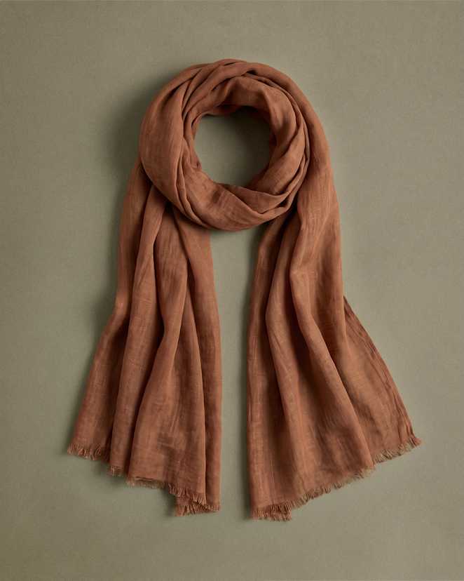 Rust Brown 100% European Linen Scarf