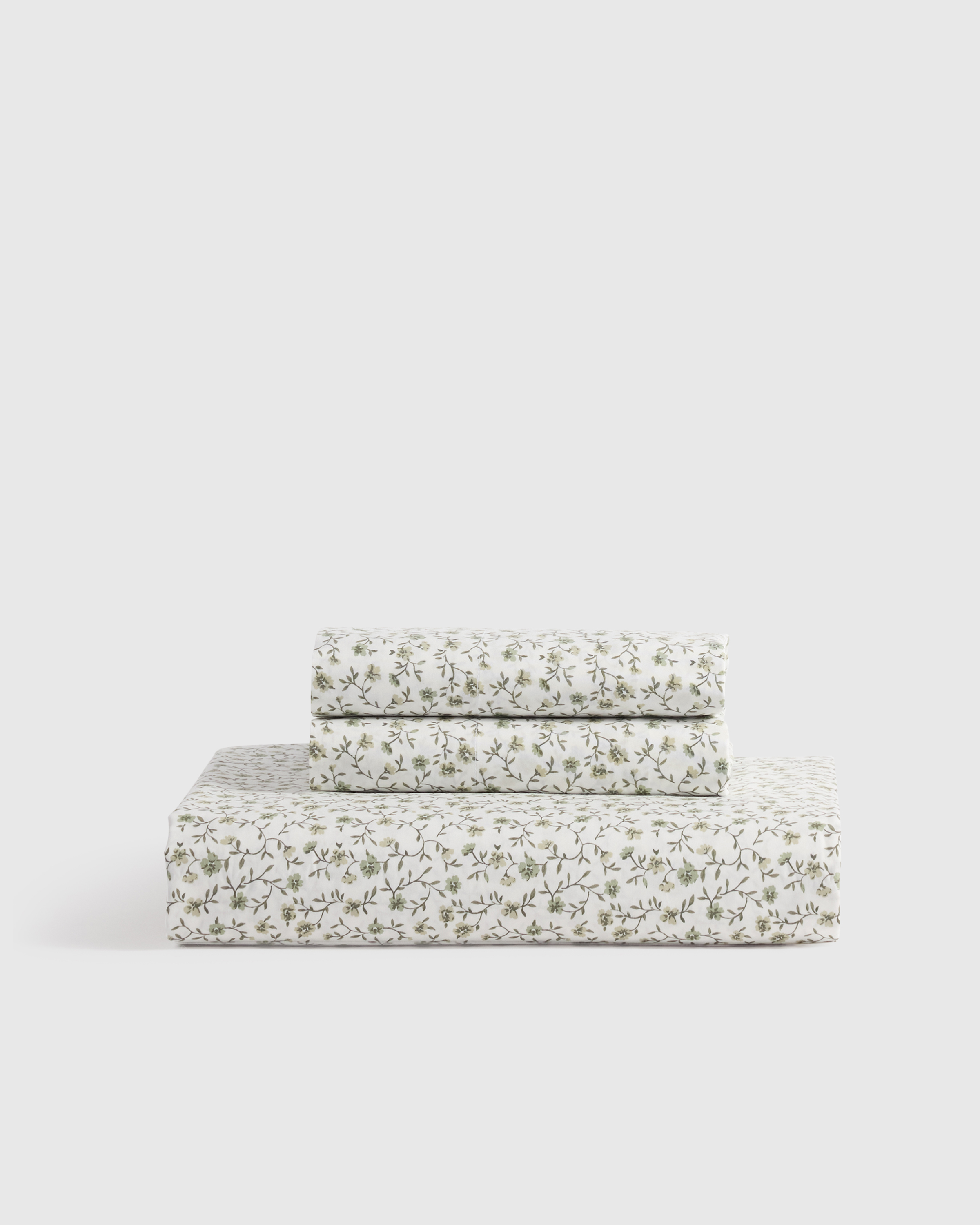 Green Florette Organic Crisp Percale Floral Fitted Sheet Set