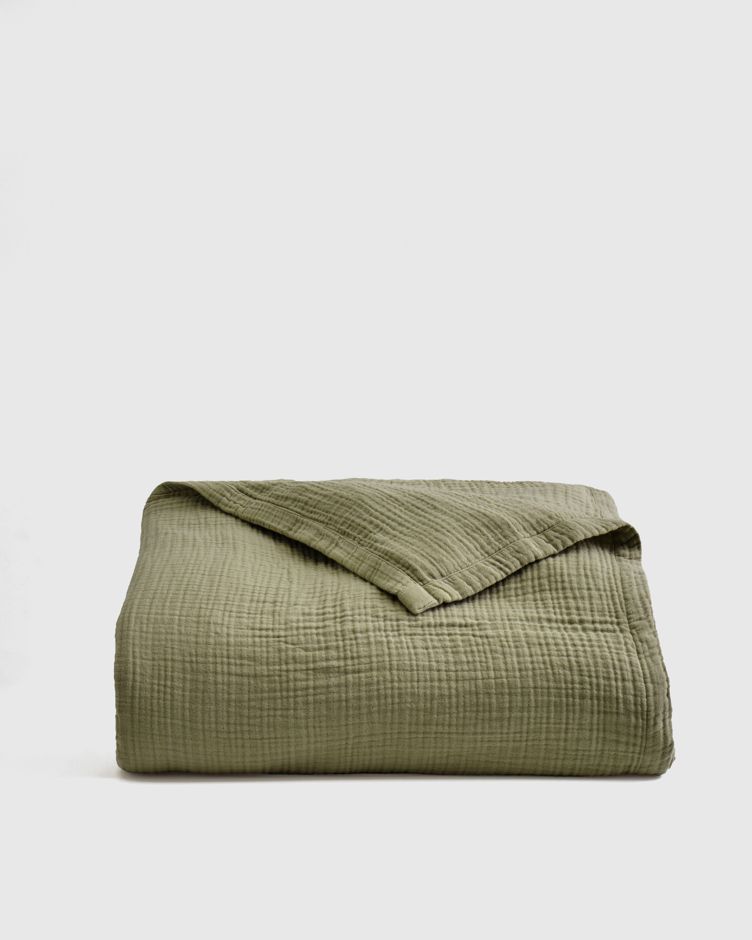 organic cotton gauze blanket, full/queen, olive