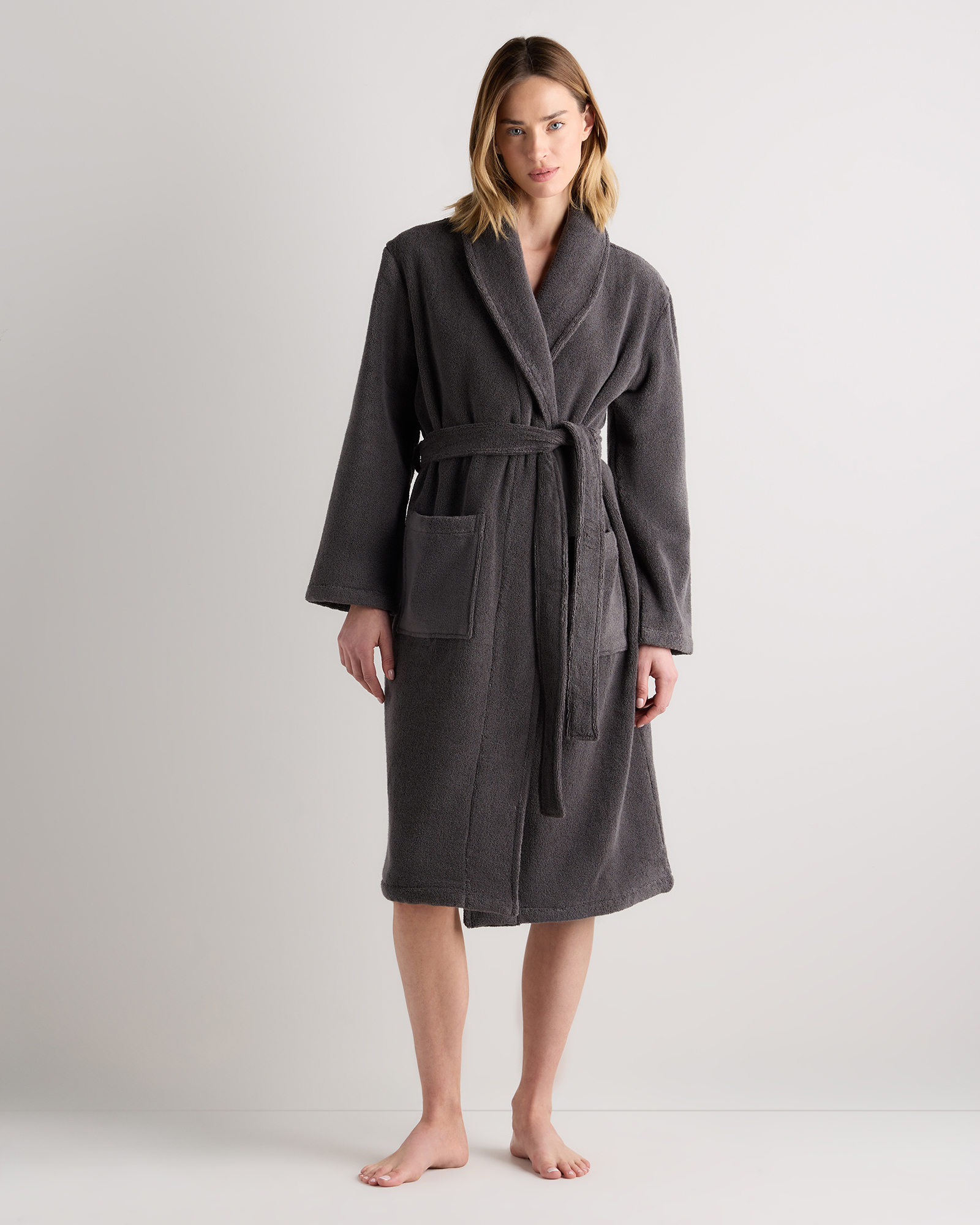 Charcoal Plush Turkish Cotton Terry Robe