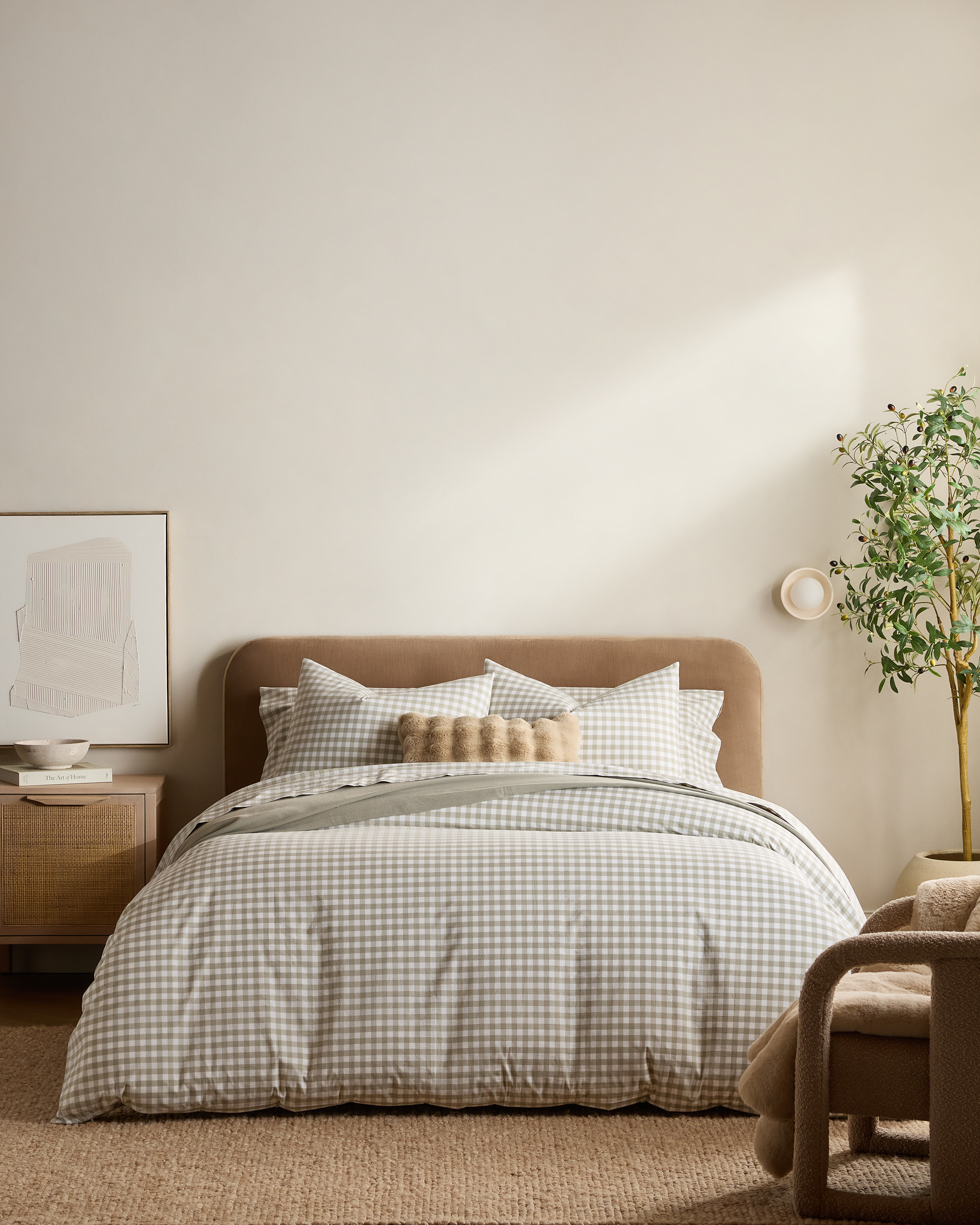 Willowleaf Organic Crisp Percale Gingham Duvet Cover Set