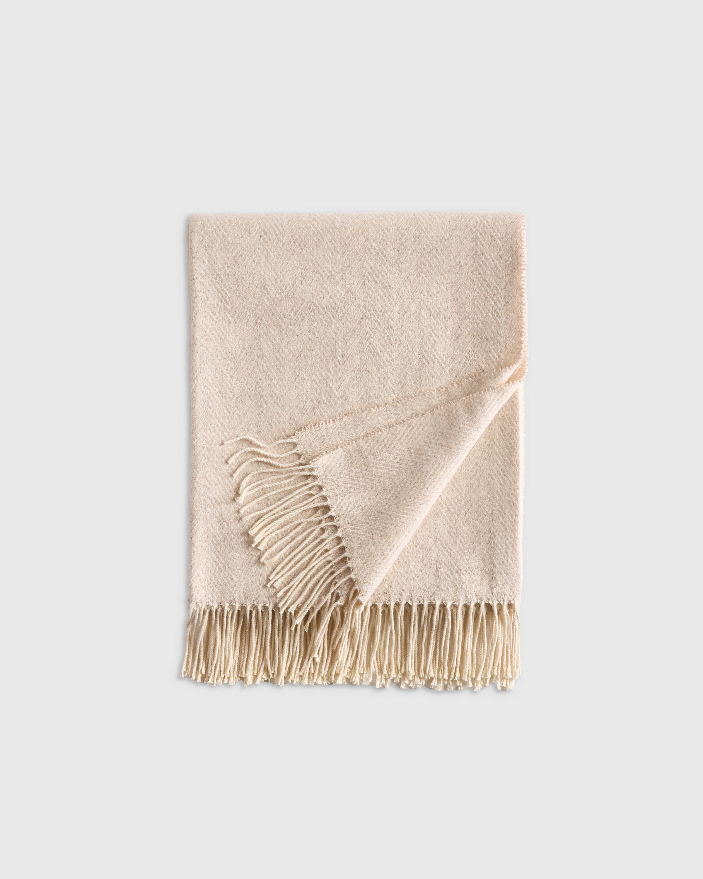 Natural Italian Cotton Herringbone Throw