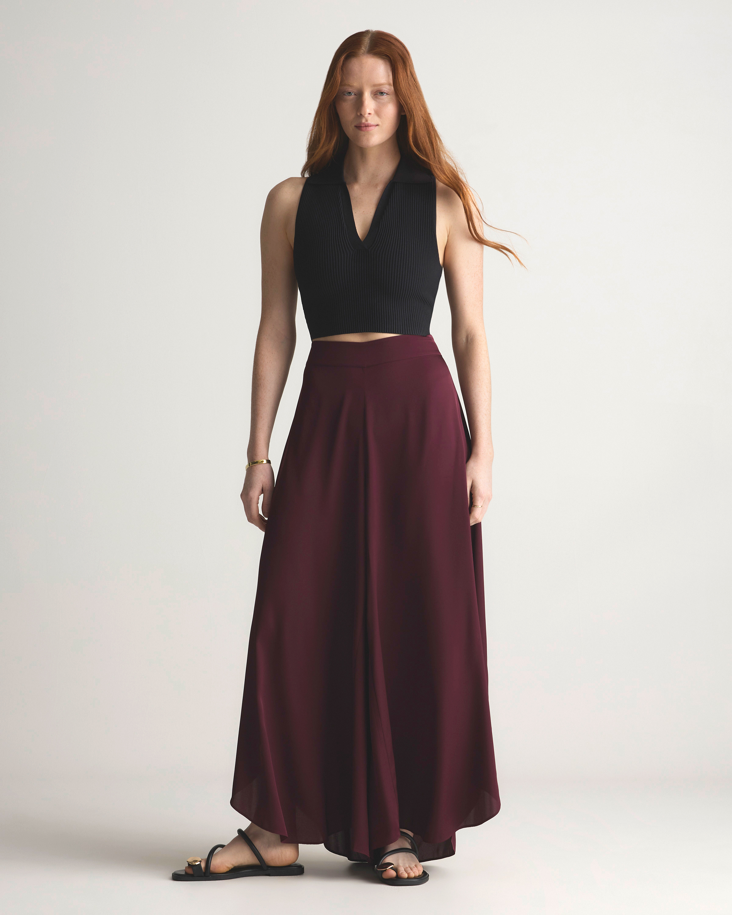 Washable Stretch Silk Palazzo Pants