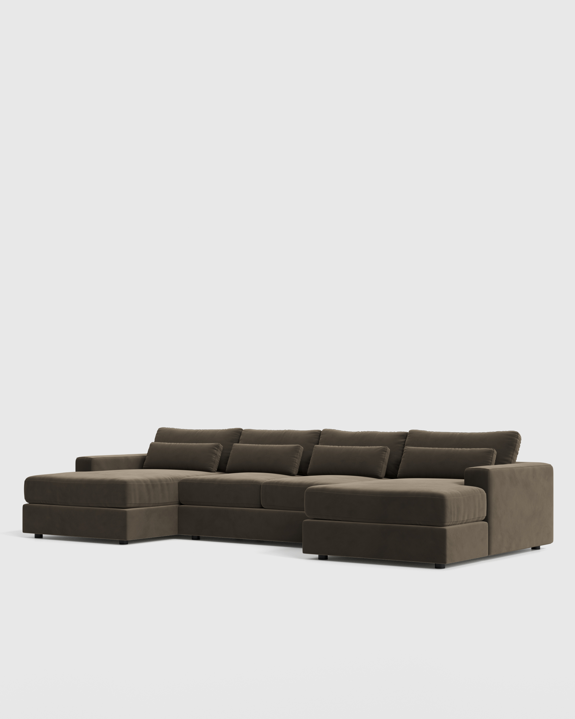 Square Arm Deep Seat U Sectional Sable Front angle