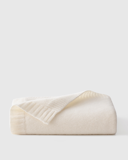 Ivory Mongolian Cashmere Luxe Knit Baby Blanket