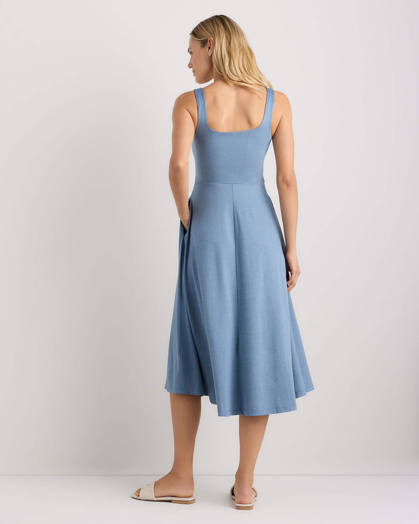 fit and flare dress light blue Fit and Flare Dress in Light Blue