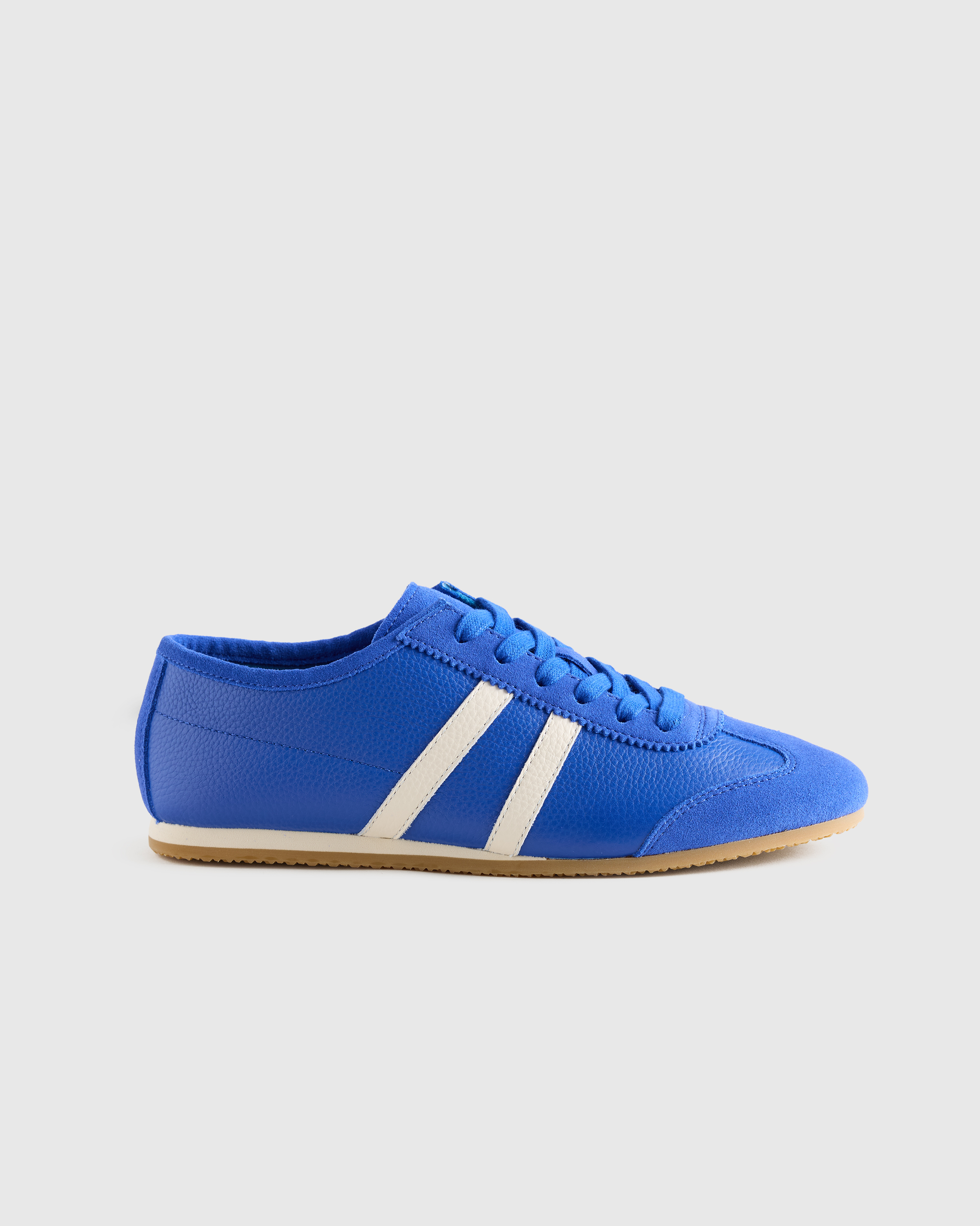 Electric Blue Italian Leather & Suede Low Profile Sneaker