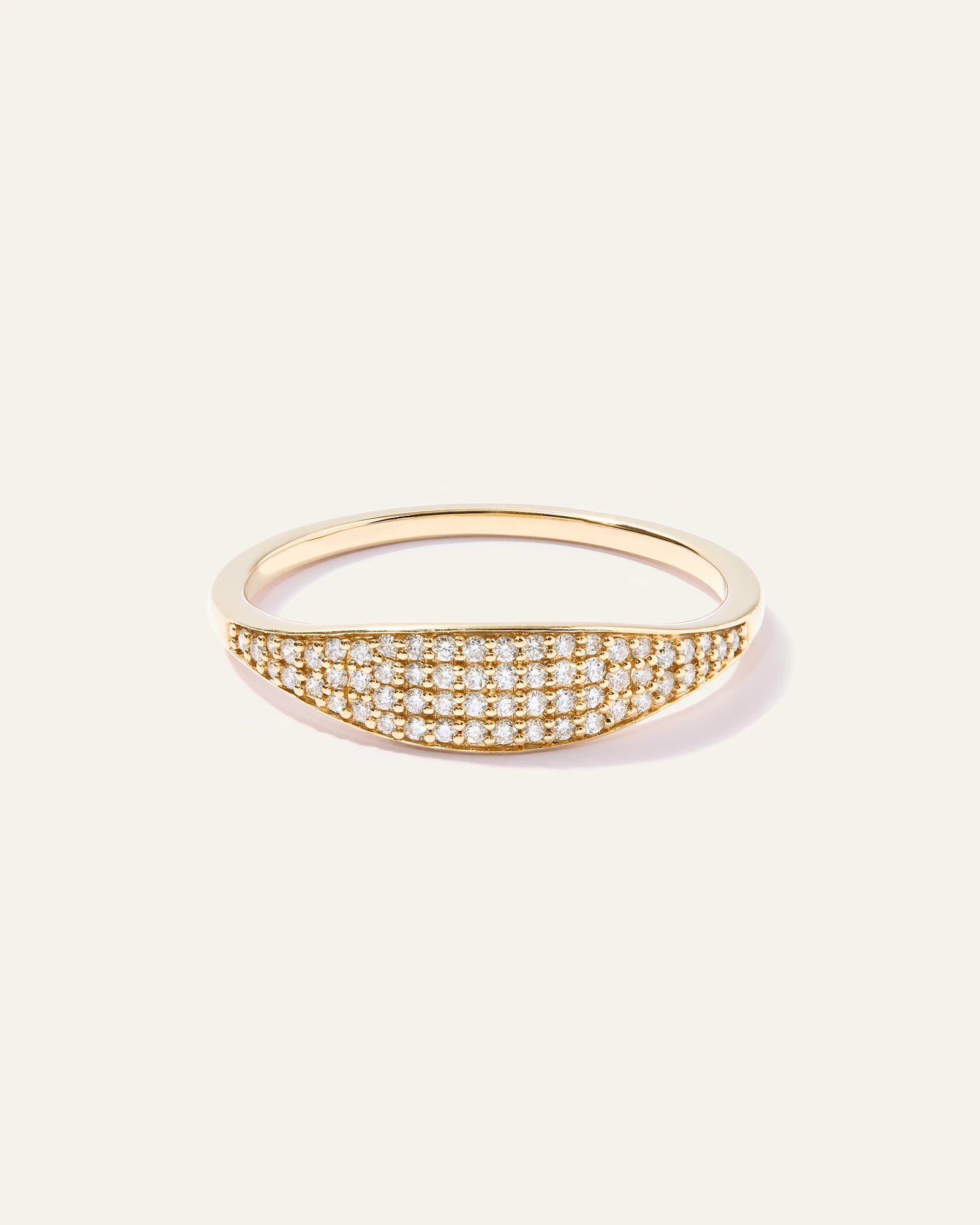 Pave Diamond Slim Signet Ring