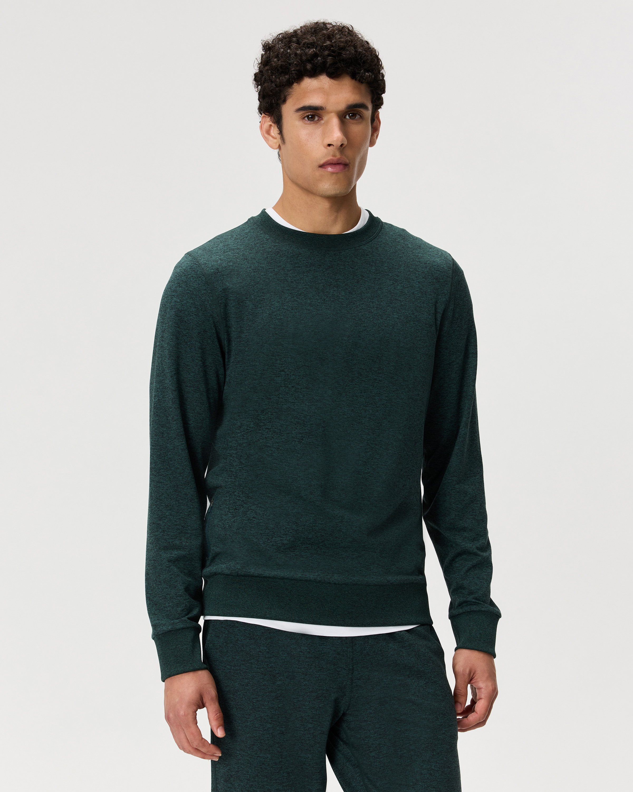 Heather Green Flowknit Performance Crew Sweatshirt