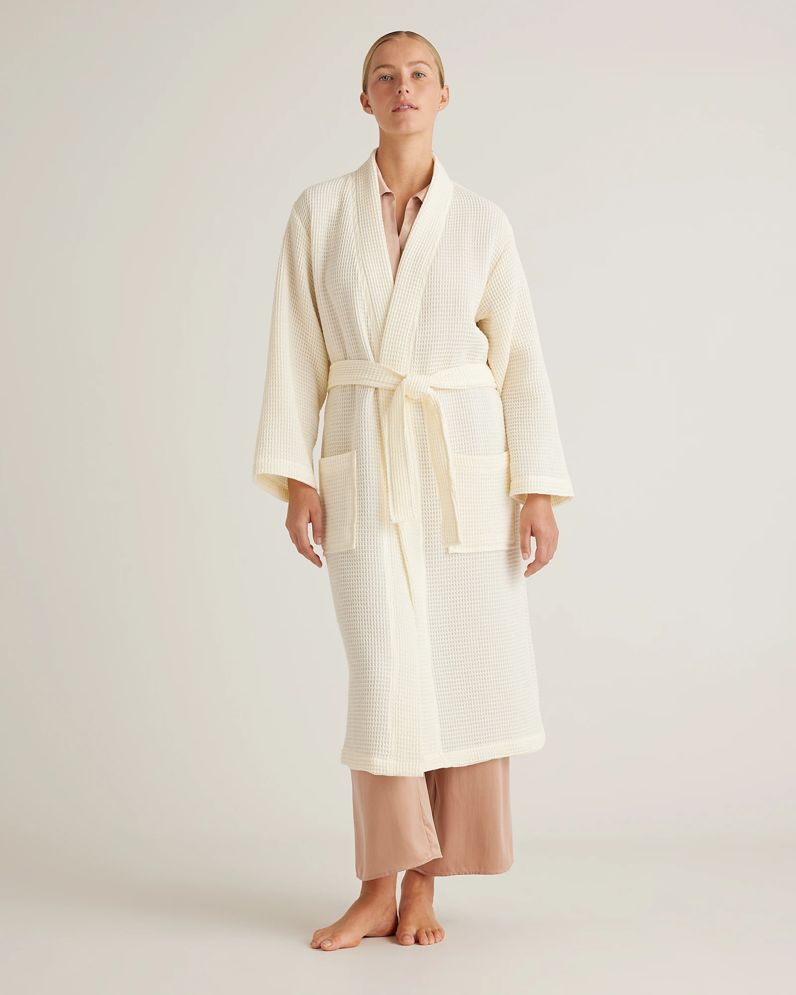 Organic Turkish Waffle Robe - Silver, L