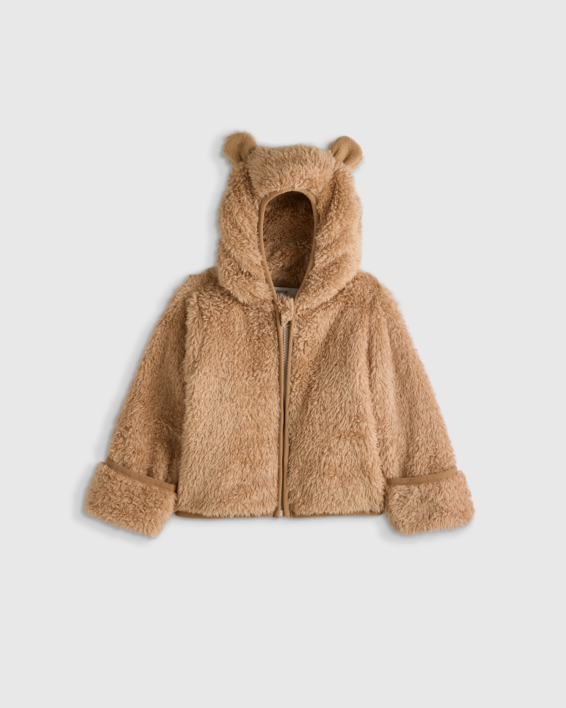 Teddy Brown Recycled Sherpa Fleece Bear Hood Jacket