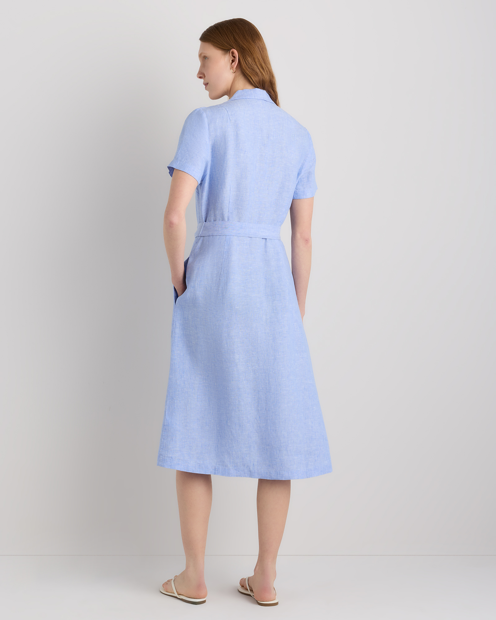 french blue linen dress French Blue Linen Dress, Spring Summer Autumn Winter Linen Dress, Ready to  Ship, Oversized Drop Shoulder Basic Dress