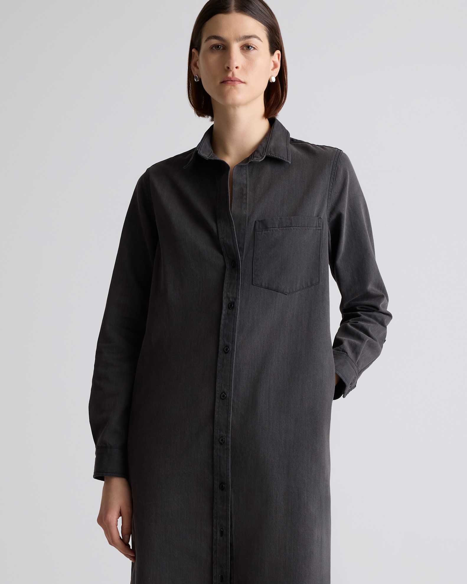 Distressed Denim Maxi Shirt Dress Distressed Denim Maxi Shirt Dress