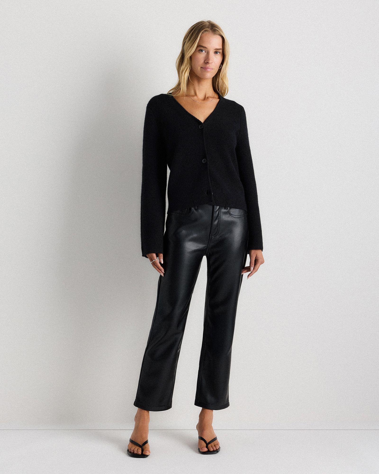Women's Mongolian Cashmere Structured V-Neck Cardigan