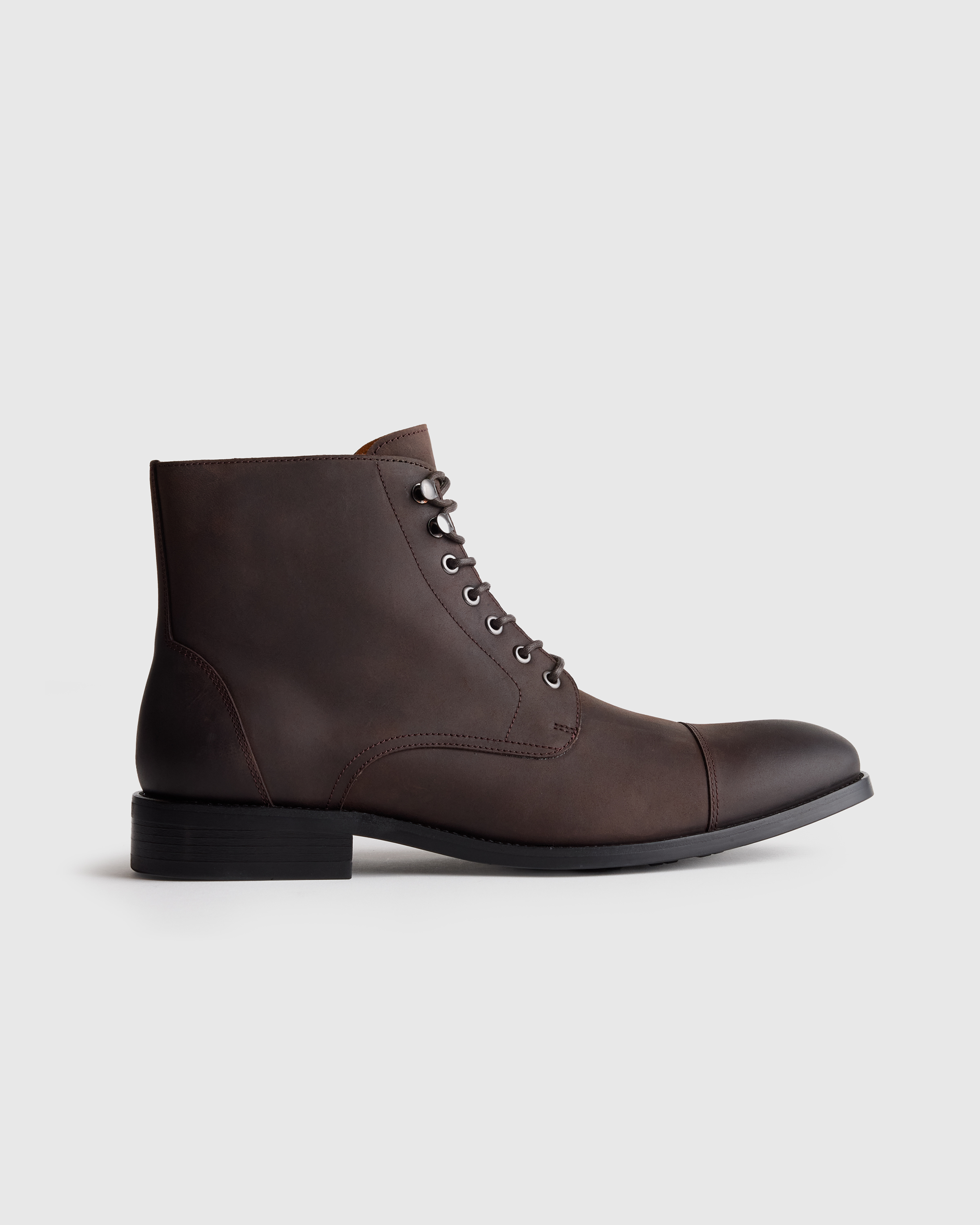 Brunette Crafted Leather Cap Toe Lace Up Boot