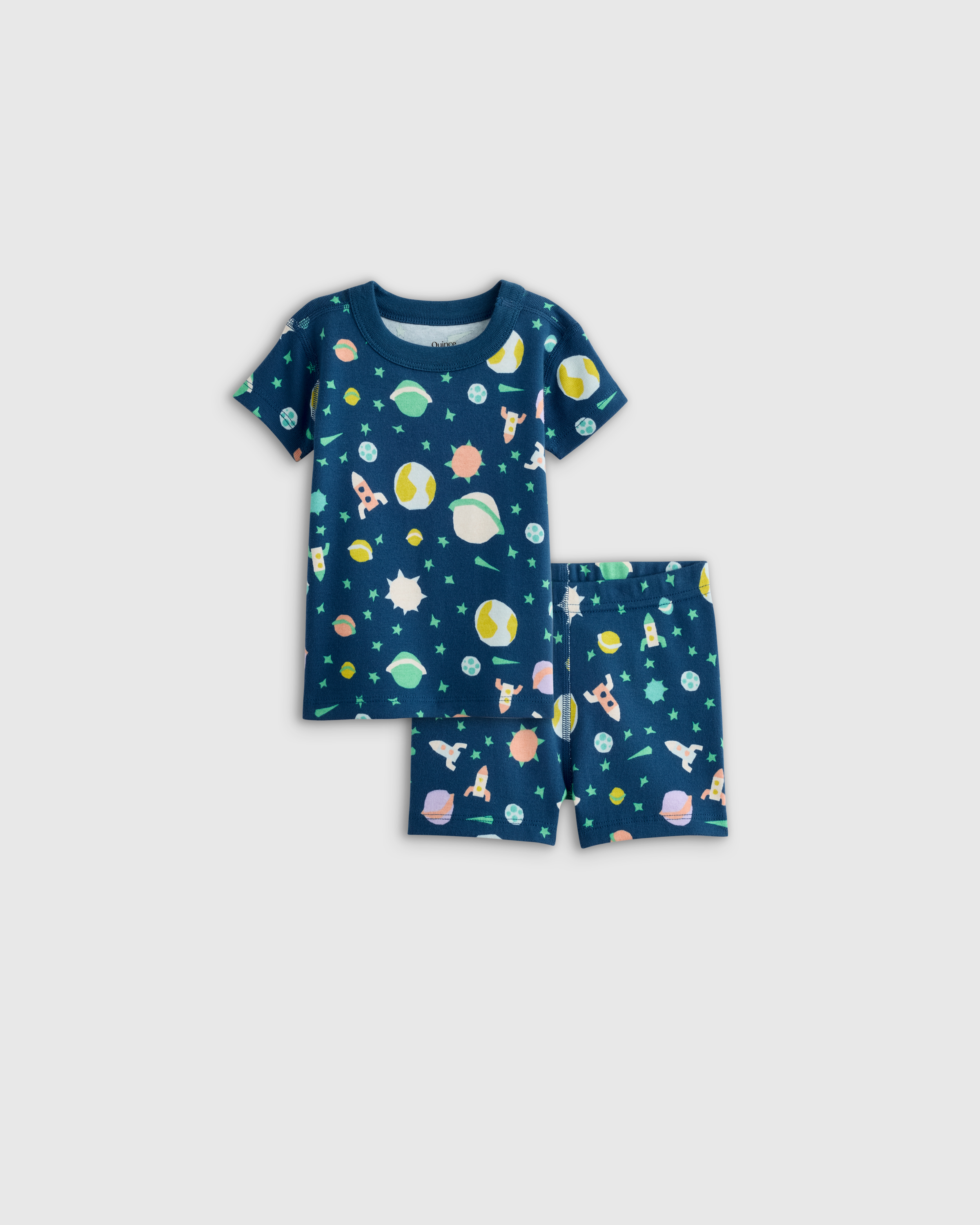 Quince Short Sleeve And Shorts Pajama Set In Planets