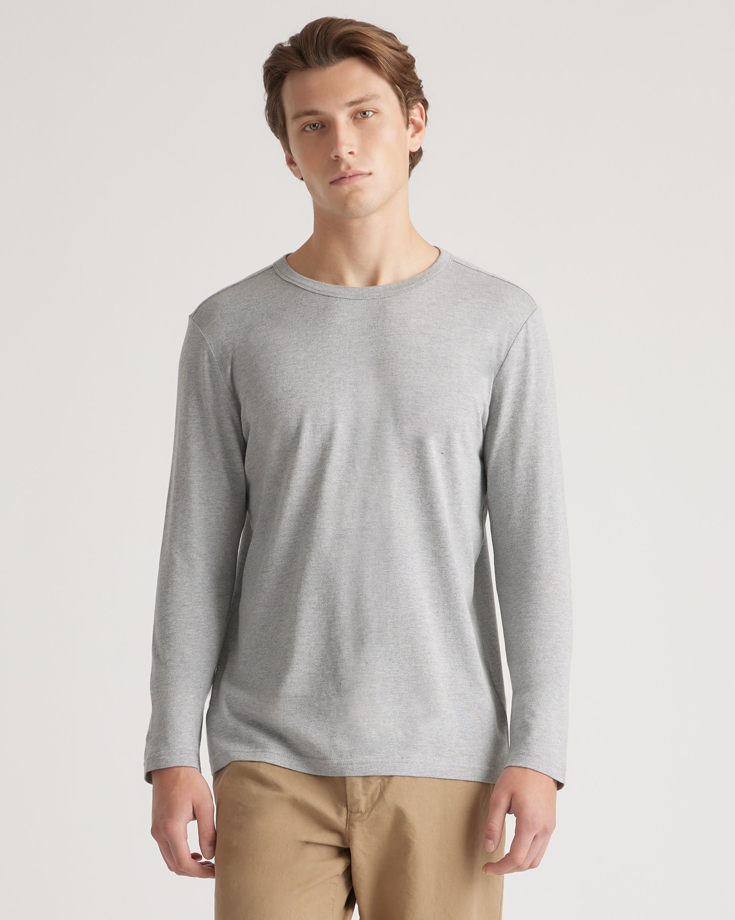 Cotton Modal Long Sleeve Tee in Heather Grey