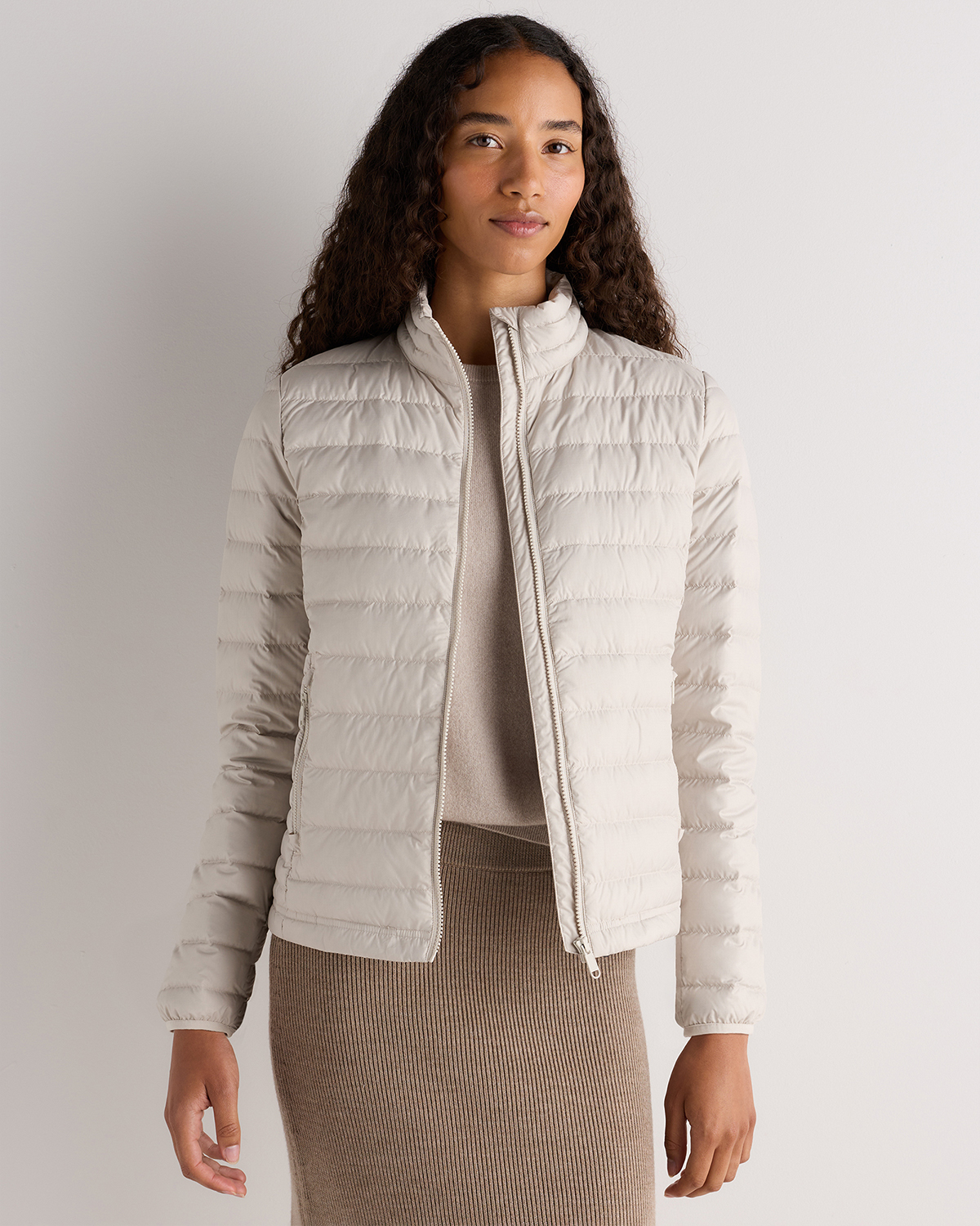 Travertine Beige Lightweight Down Packable Puffer Jacket