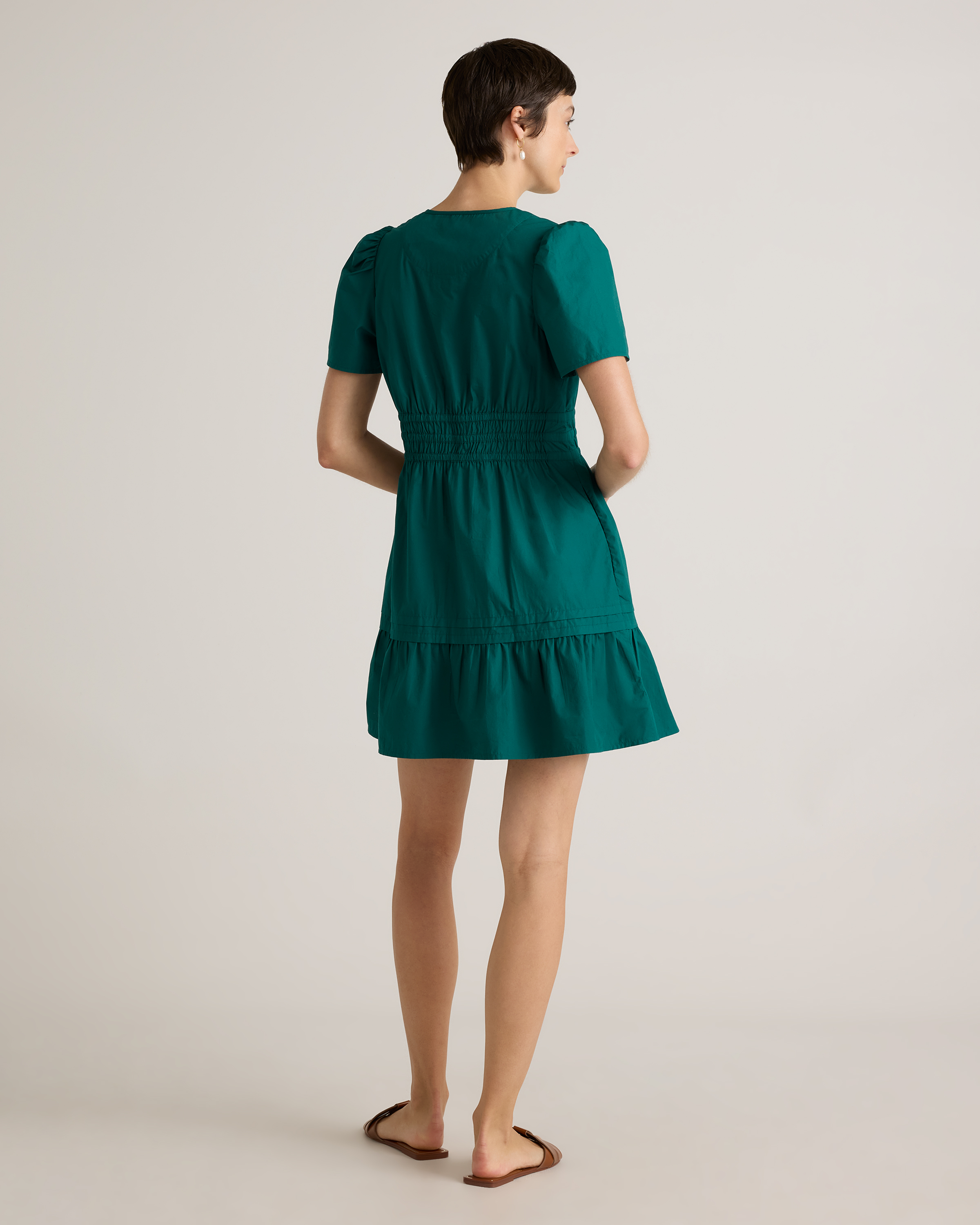 green tiered mini dress Avignon Ribbed Knit Long Sleeve Henley Mini Dress – Sugarlips main image 1