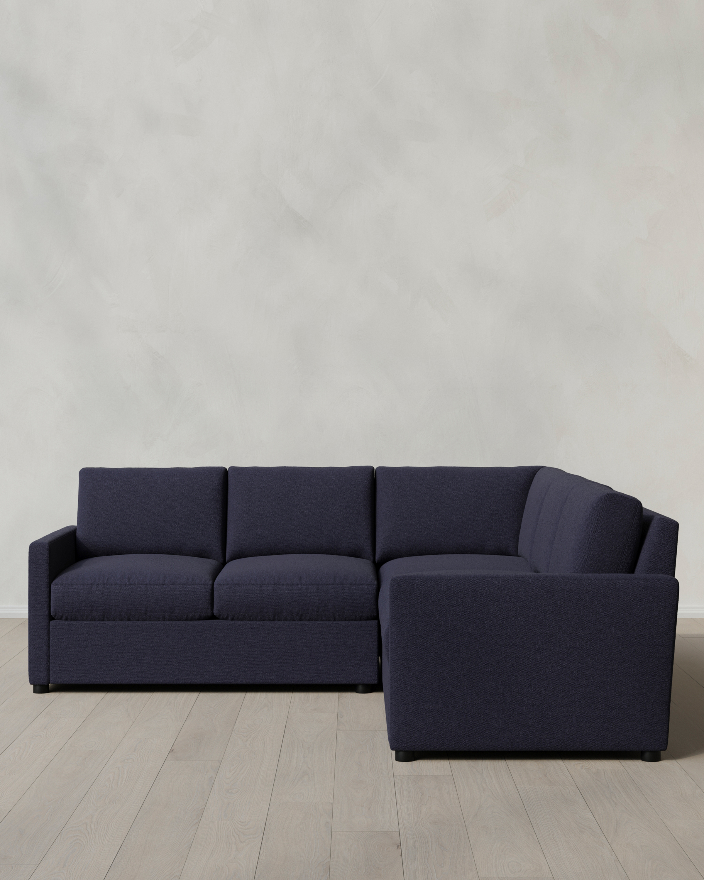 Navy Brennan L Sectional in Performance Basketweave