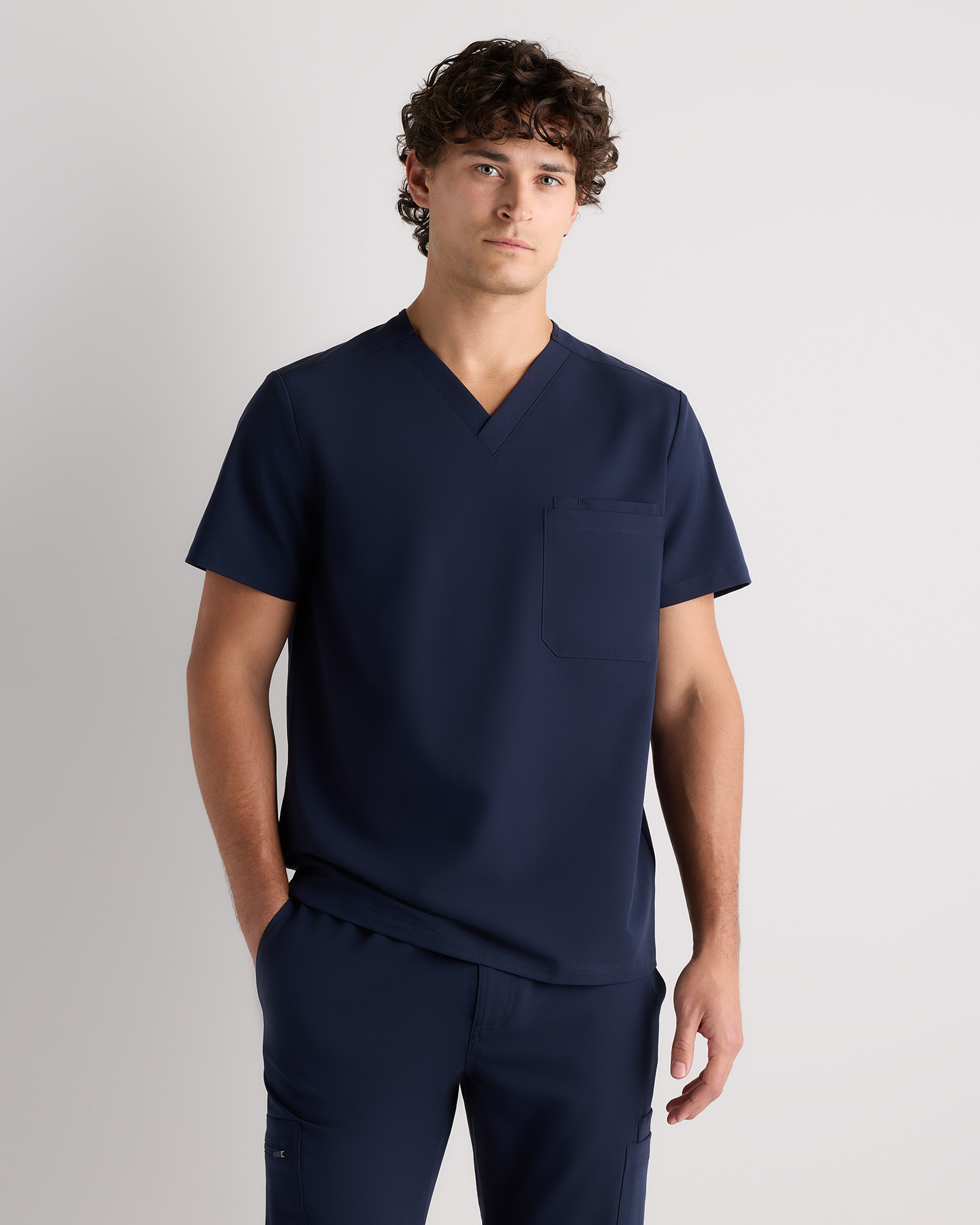 Deep Navy AeraFlex 3-Pocket Scrub Top