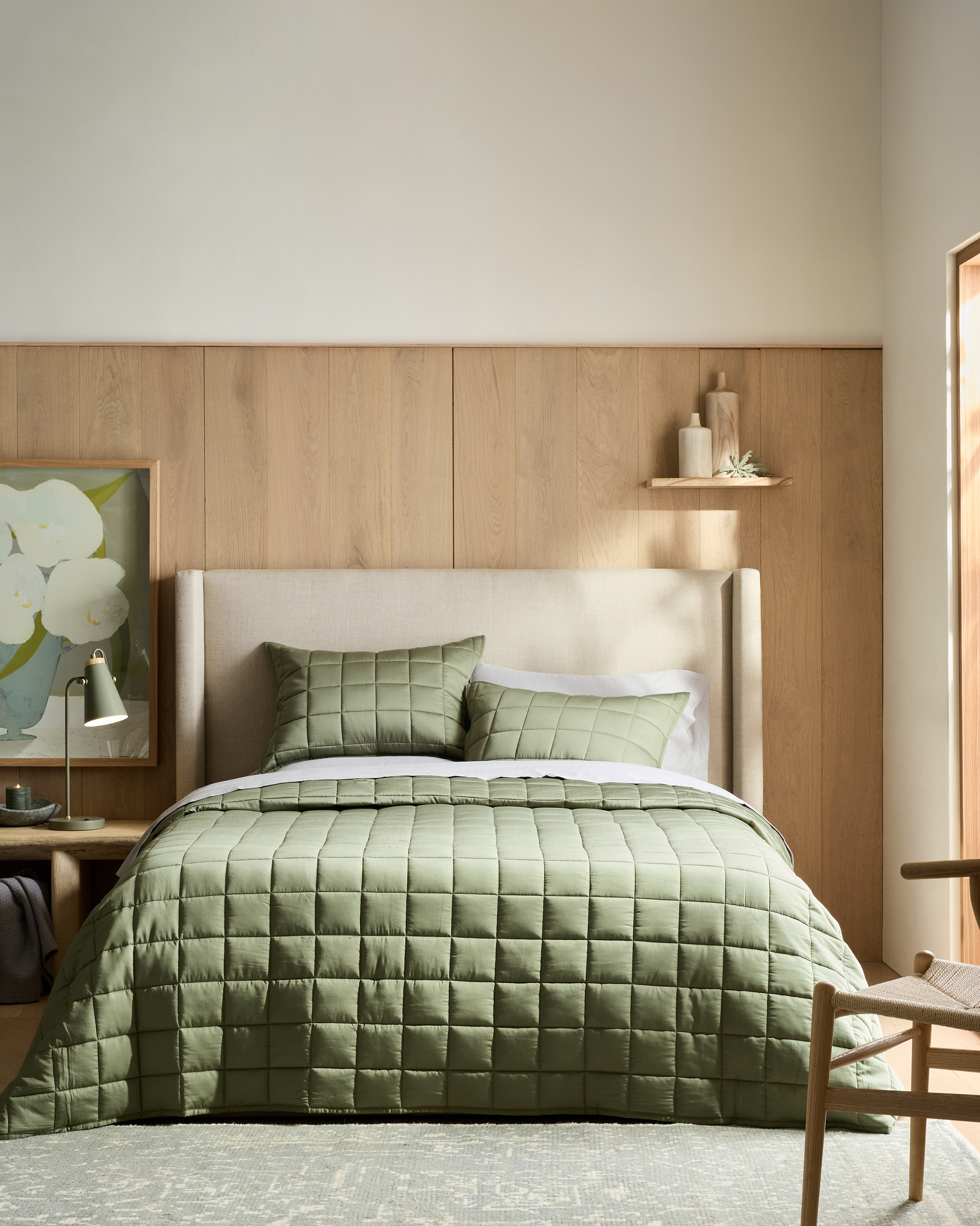 Olive Ensemble de courtepointe en bambou à carreaux