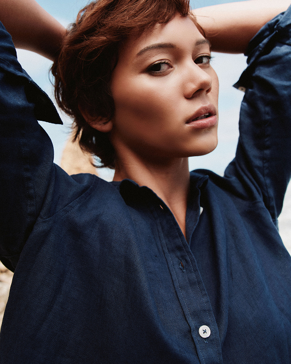 White 100% European Linen High Waisted Shorts